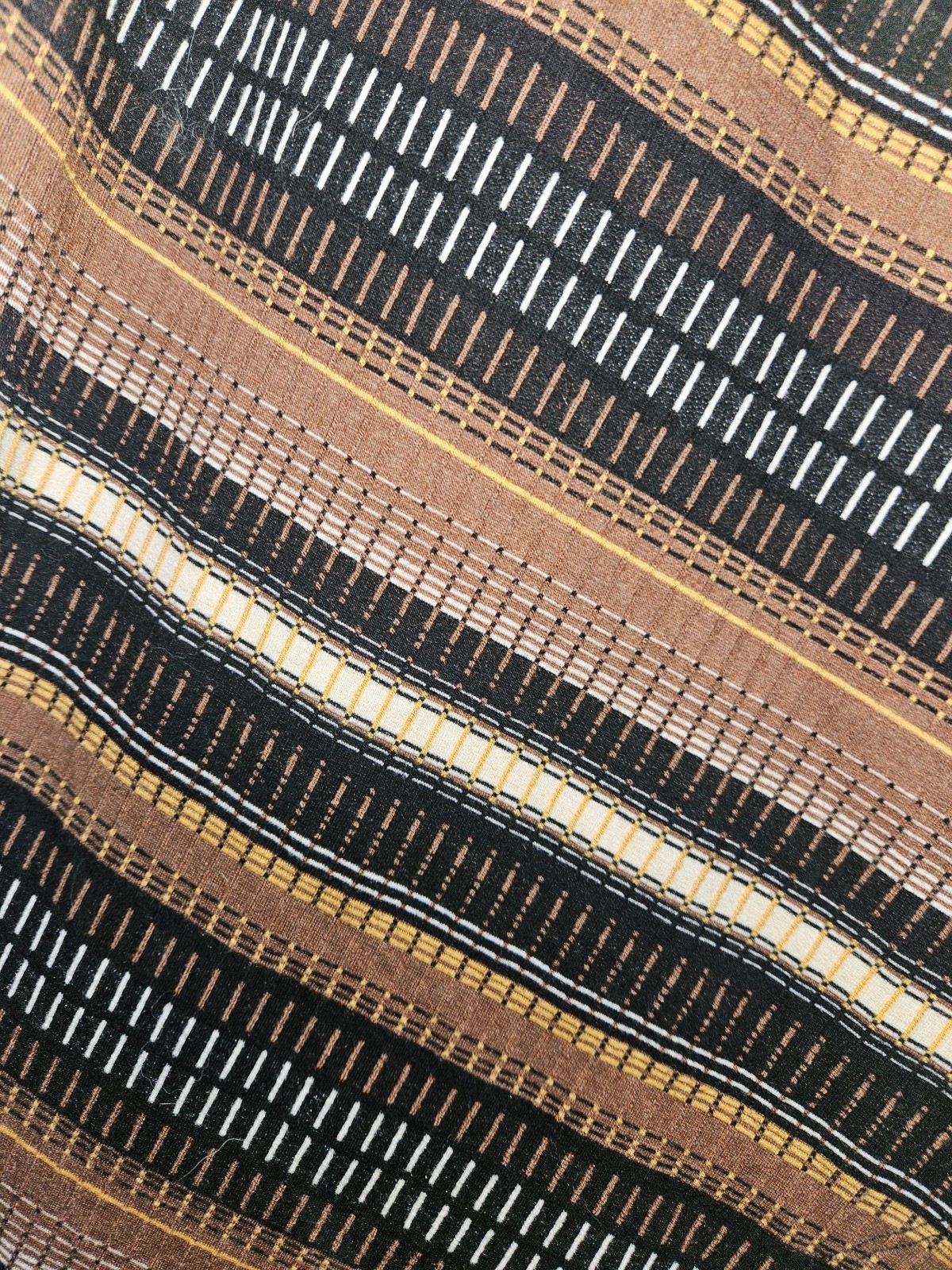 Maeve Striped Wrap Midi Dress XS Textured Brown Black Gold 70s Mod Anthropologie