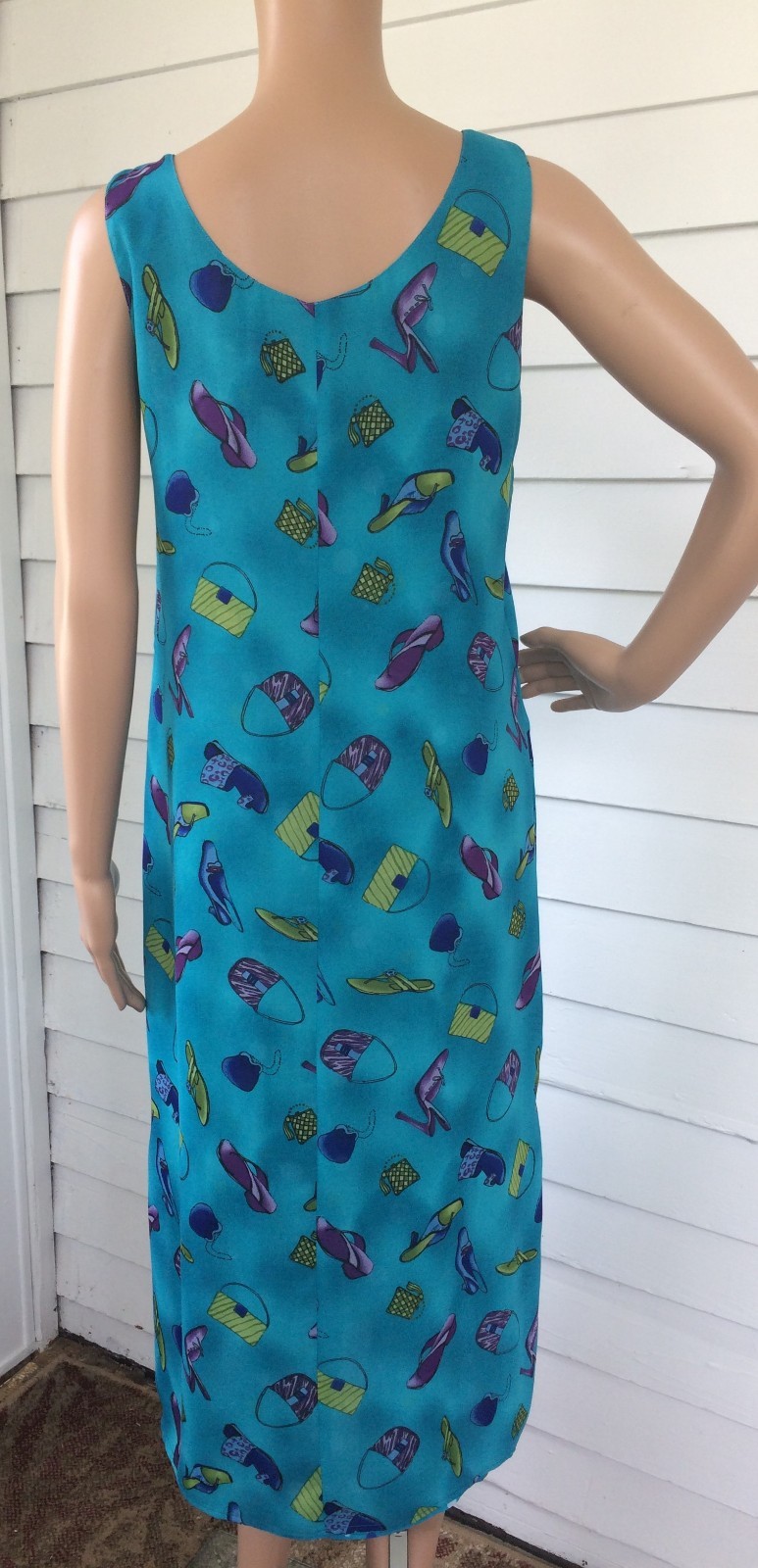 Reversible Novelty Print Dress Shoes Handbags to Polka Dots Sleeveless Blue S XS