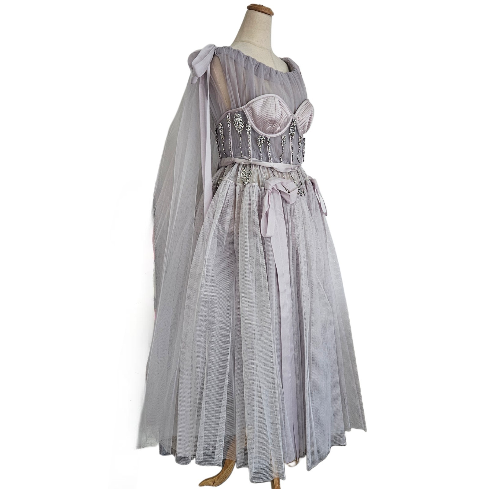 Alexander Mcqueen Embroidered Purple With Bow Spring/Summer 2022 Show Gown