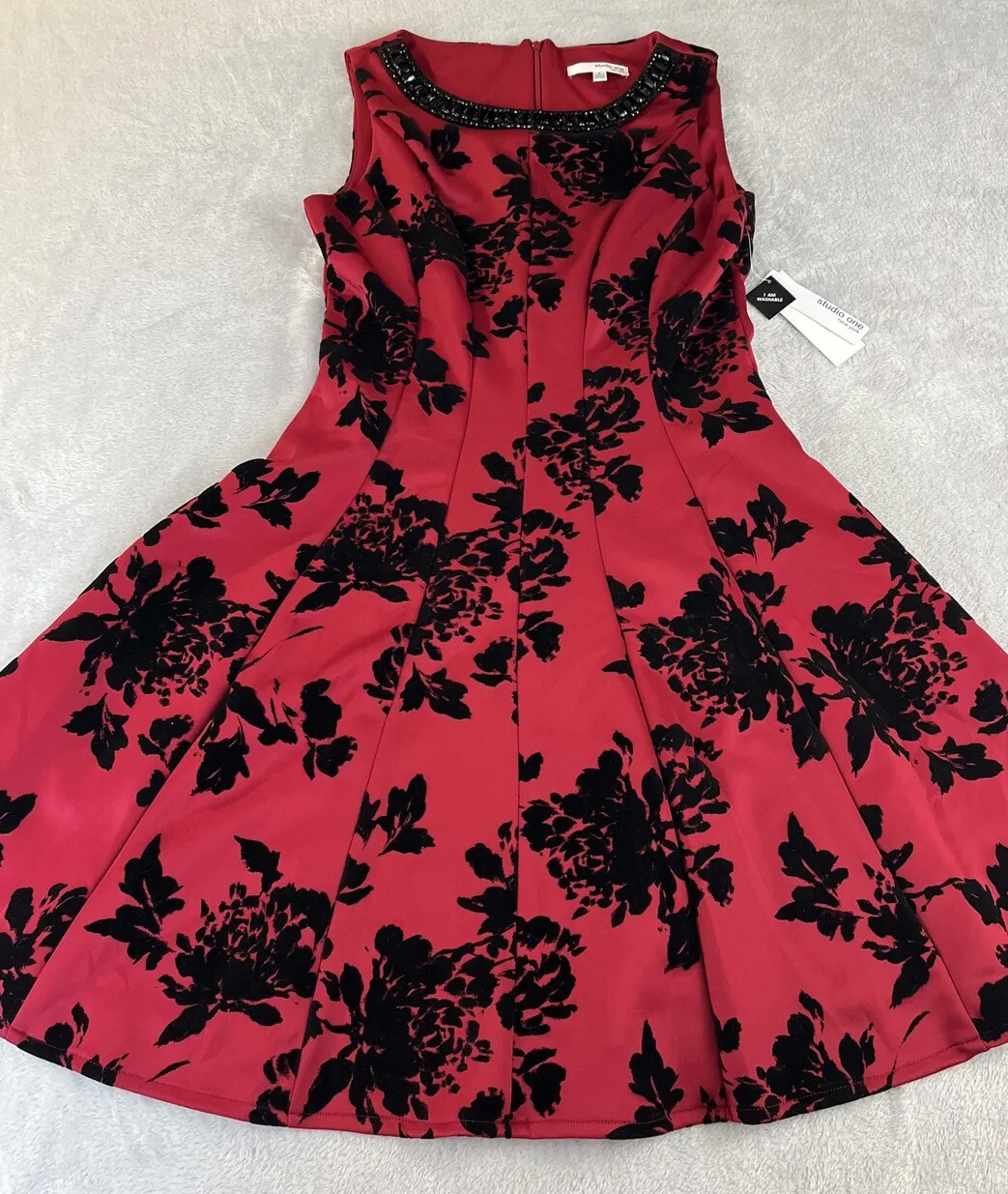 Studio One New york womens red black sleeveless dress size 6