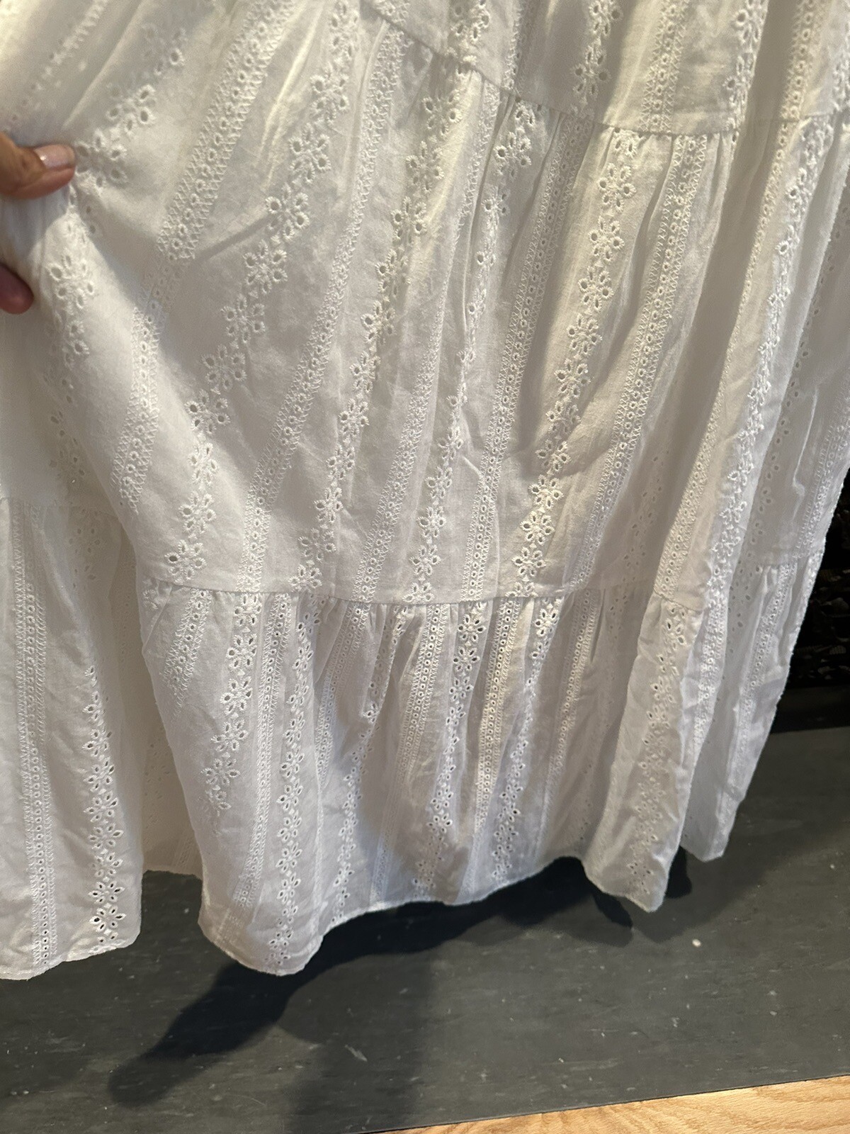 NWT NEW LOST + WANDER White Everlasting Love LONG MAXI Cotton Eyelet Dress S