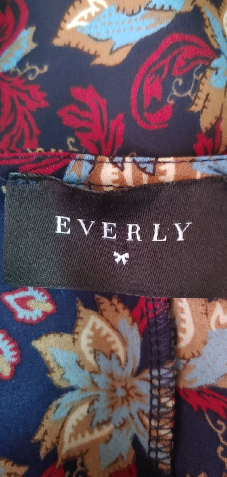 Everly 3/4 Sleeve Floral Print Sheath Dress Small Blue Multi-Color Semi Sheer