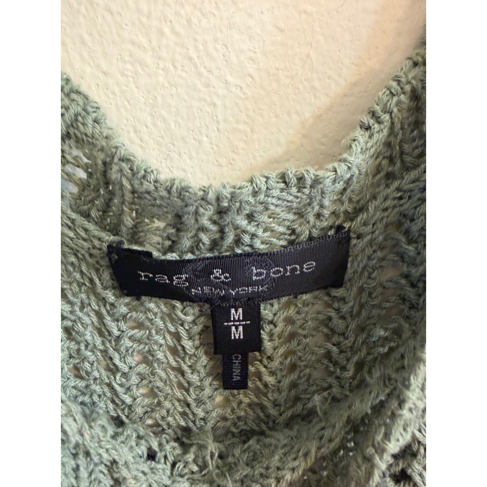 Rag & Bone Riley Crochet Knit Split Hem Maxi Dress Sage Green M Cotton Vacation