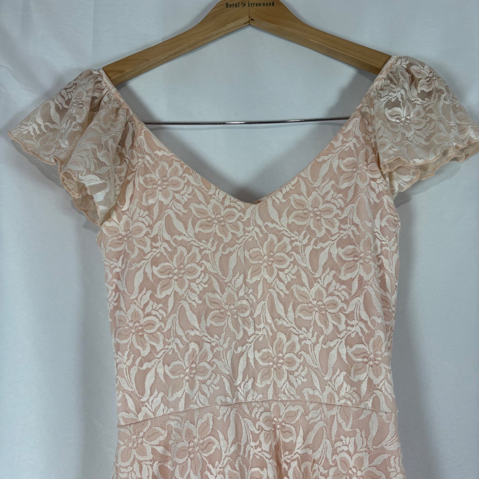Disney Cinderella Pink Floral Lace Ruffle Back Fit & Flare Dress Small RN111503