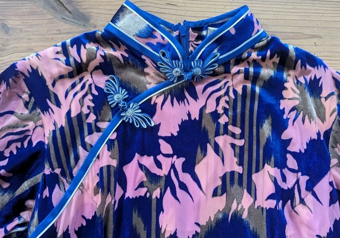 AUTHENTIC Beijiasi Asian Qipao Mandarin Collar Velvet Dress Sz XXXL (US M)