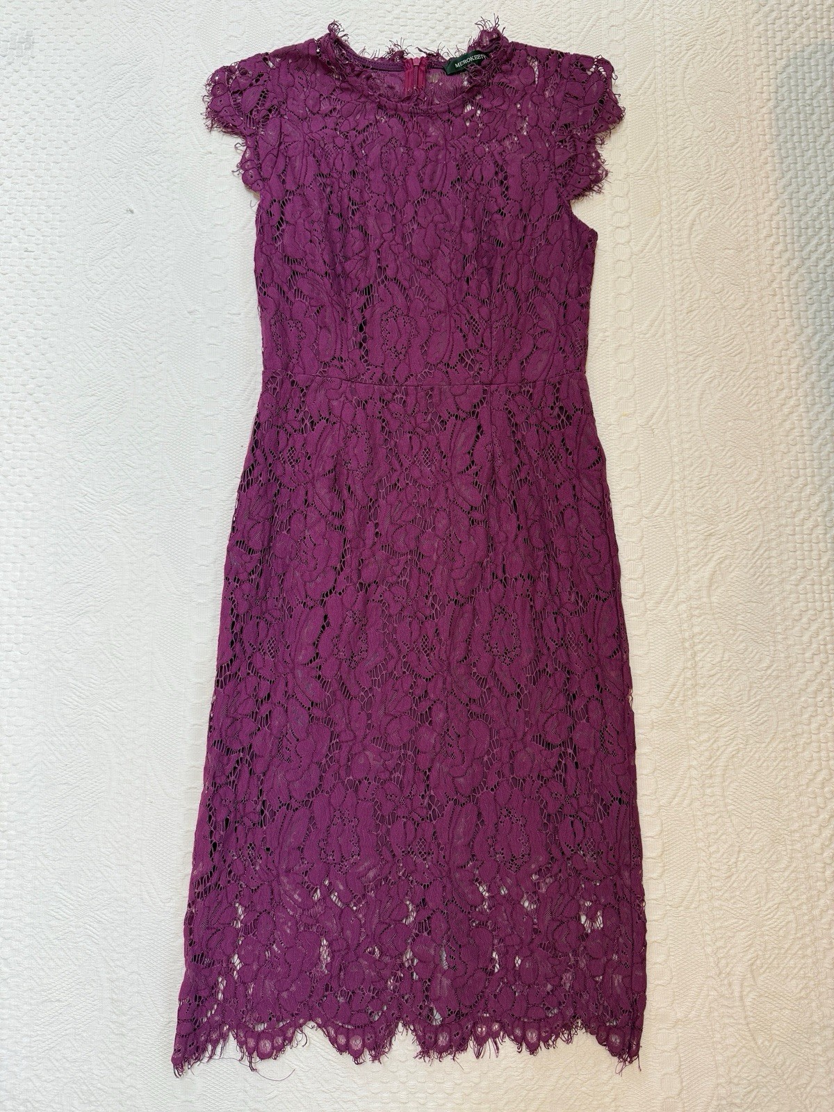 Merokeety Plum Purple Lace Sheath Dress Women’s Small S Cocktail Wedding Guest