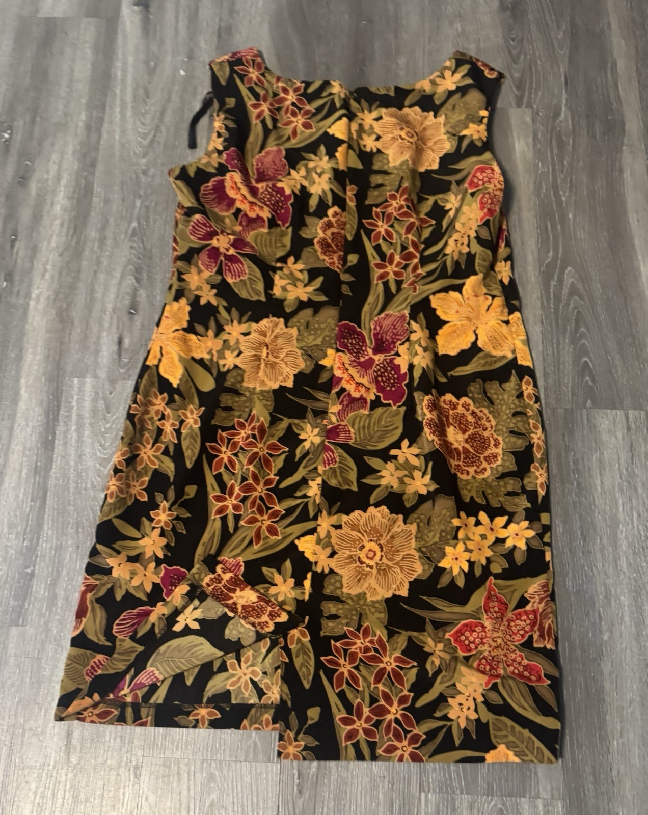 Dressbarn Womens Black Multicolor Floral Sheath Dress Square Neck 14 Polyester