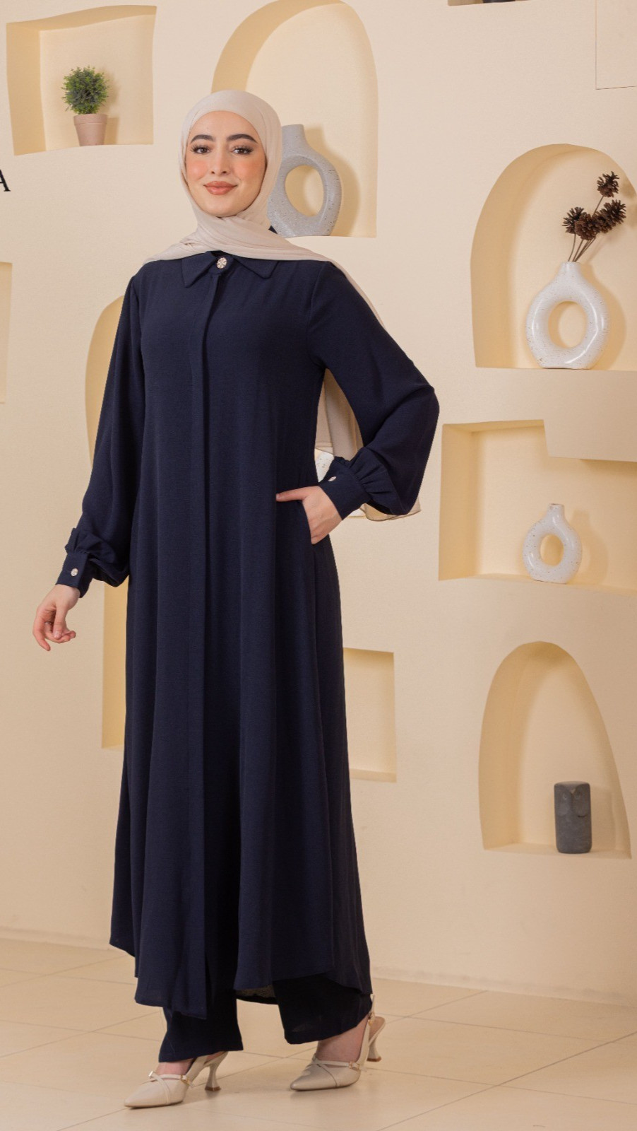 Women’s Modest Islamic 2piece Navy Suit Pro Jessica PLUS SIZE