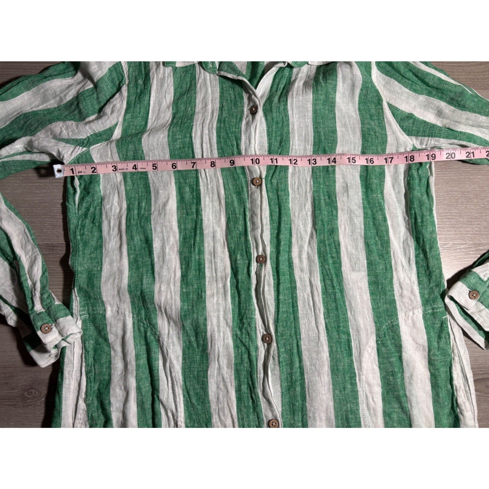 Blue Island Womens M Striped Linen Blend Shirt Dress Beach Pool Coastal Casual