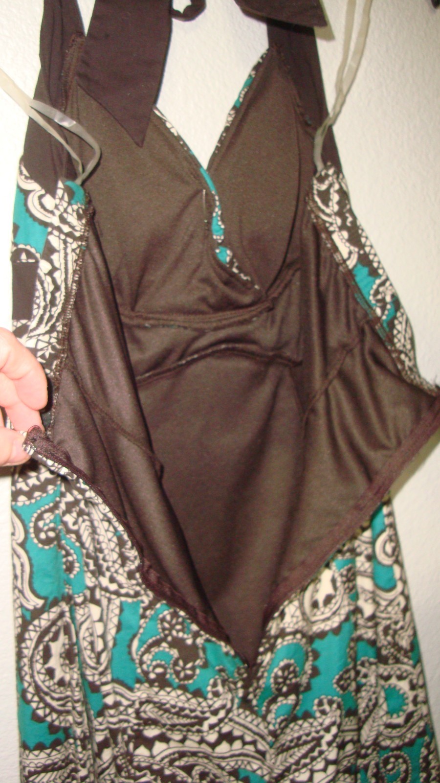 Ruby Rox Brown Teal Tan Mosaic Halter Fit & Flare Dance Dress Juniors Size 11