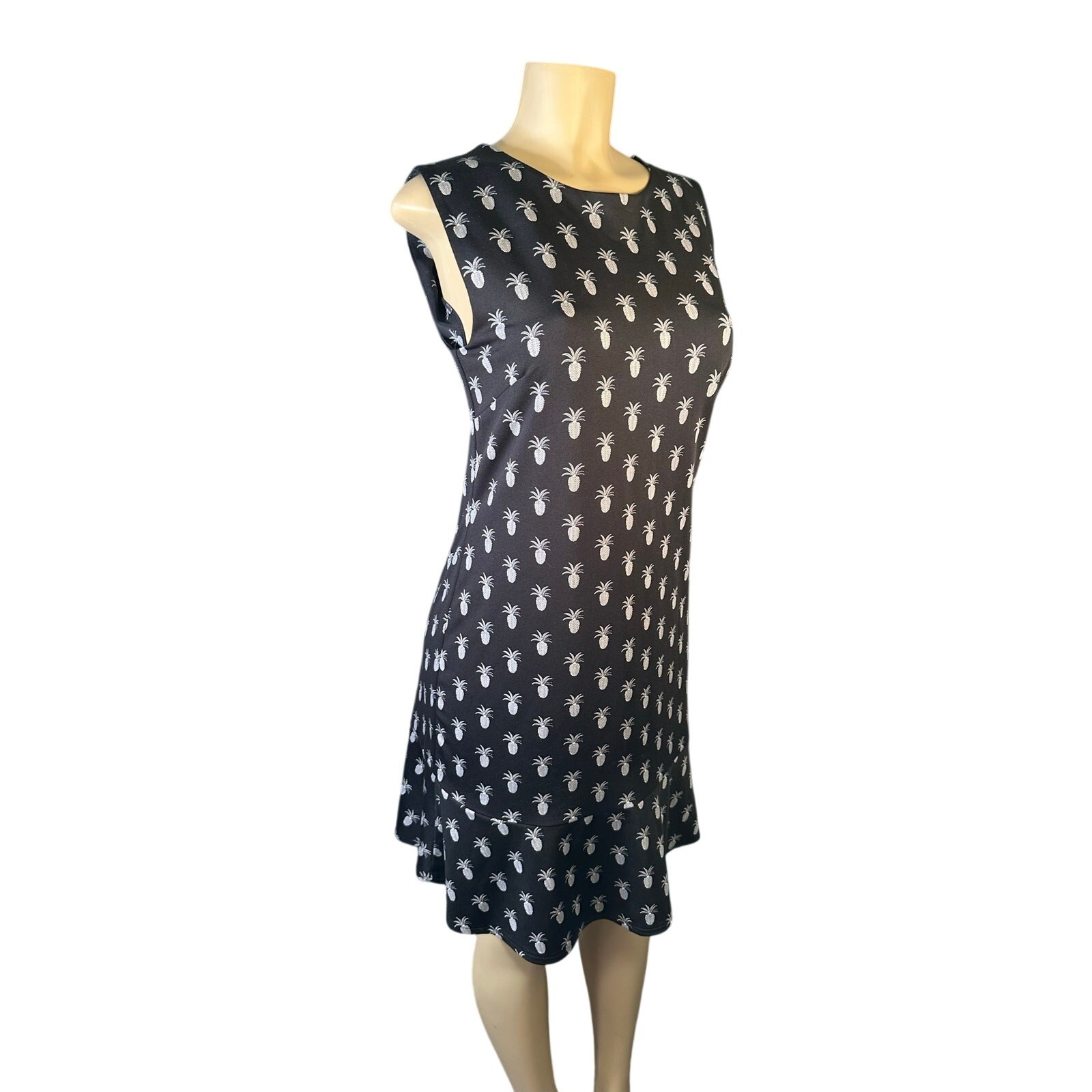 Women M Margaret M Black Pineapple Print Dress Canada Stretchy Office Work