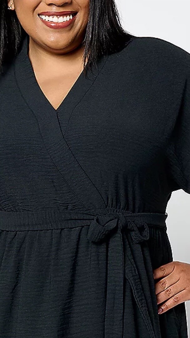 Attitudes By Renee Regular Textured Woven Dress Black Size XL