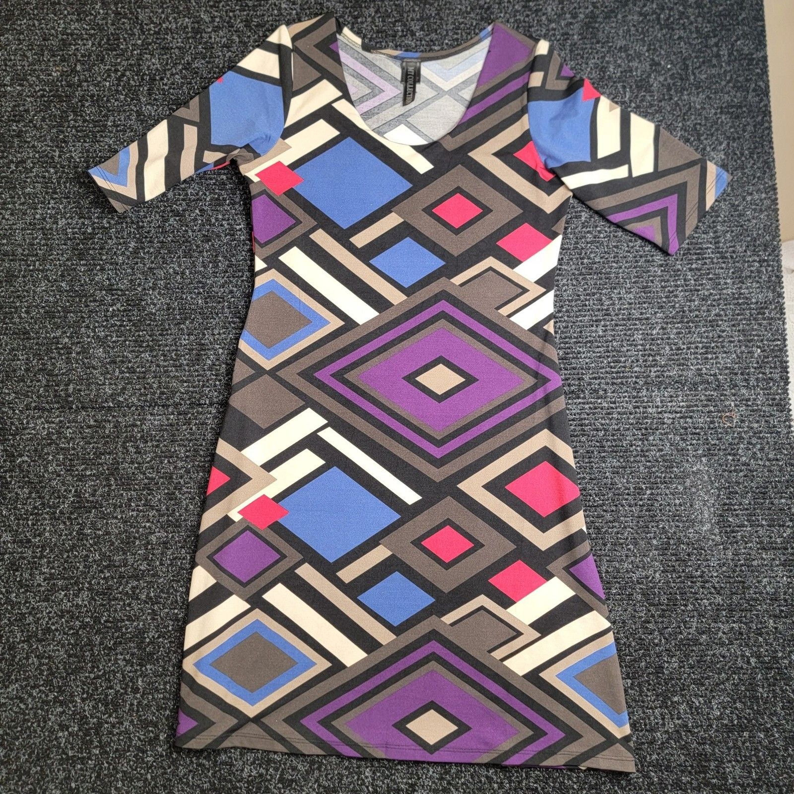 MTC Collection Women’s Medium Dress 70s Retro Geometric Colorblock Aztec Print