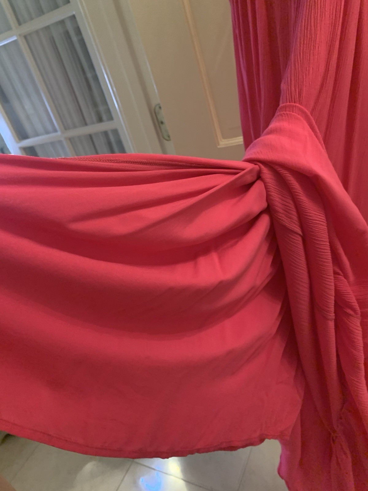 Z Supply Solid Pink V-Neck Strappy Sleeveless Adjustable Rayon Maxi Dress M