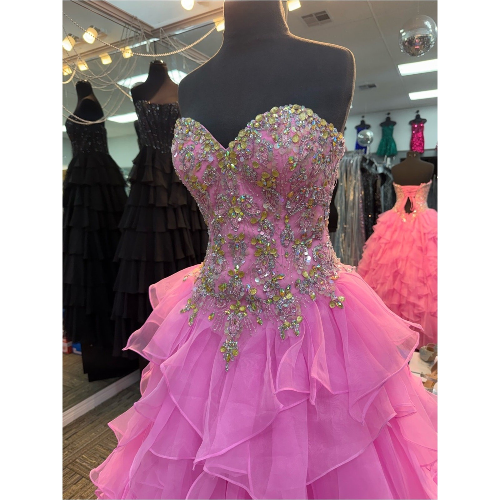 Authentic MORILEE 10 95095 PINK RUFFLED PROM DRESS FORMAL PAGEANT GOWN BALLGOWN