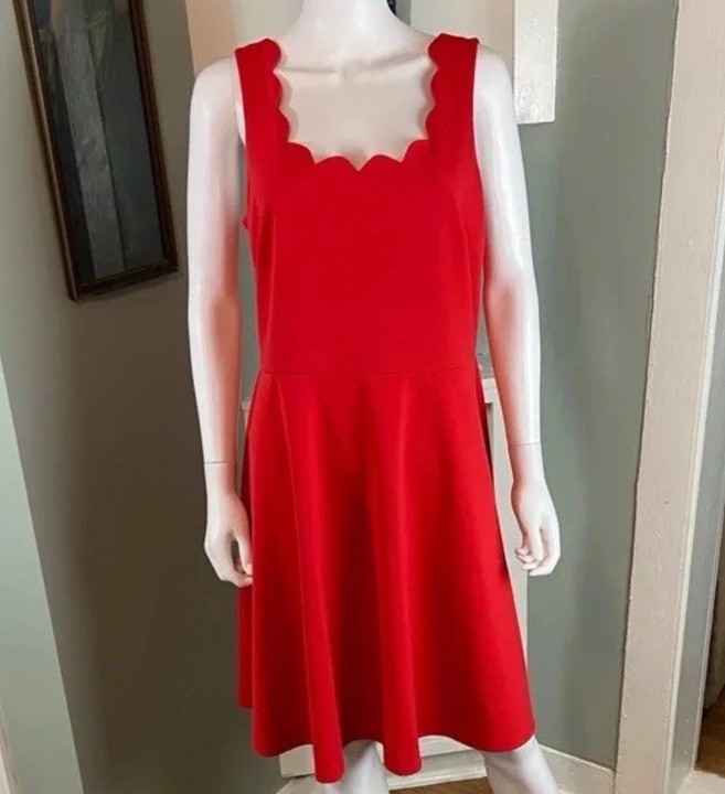 New Sz Large ❤️ Nine West Red Fit & Flare Women’s Gorgeous Dress Waist 32”