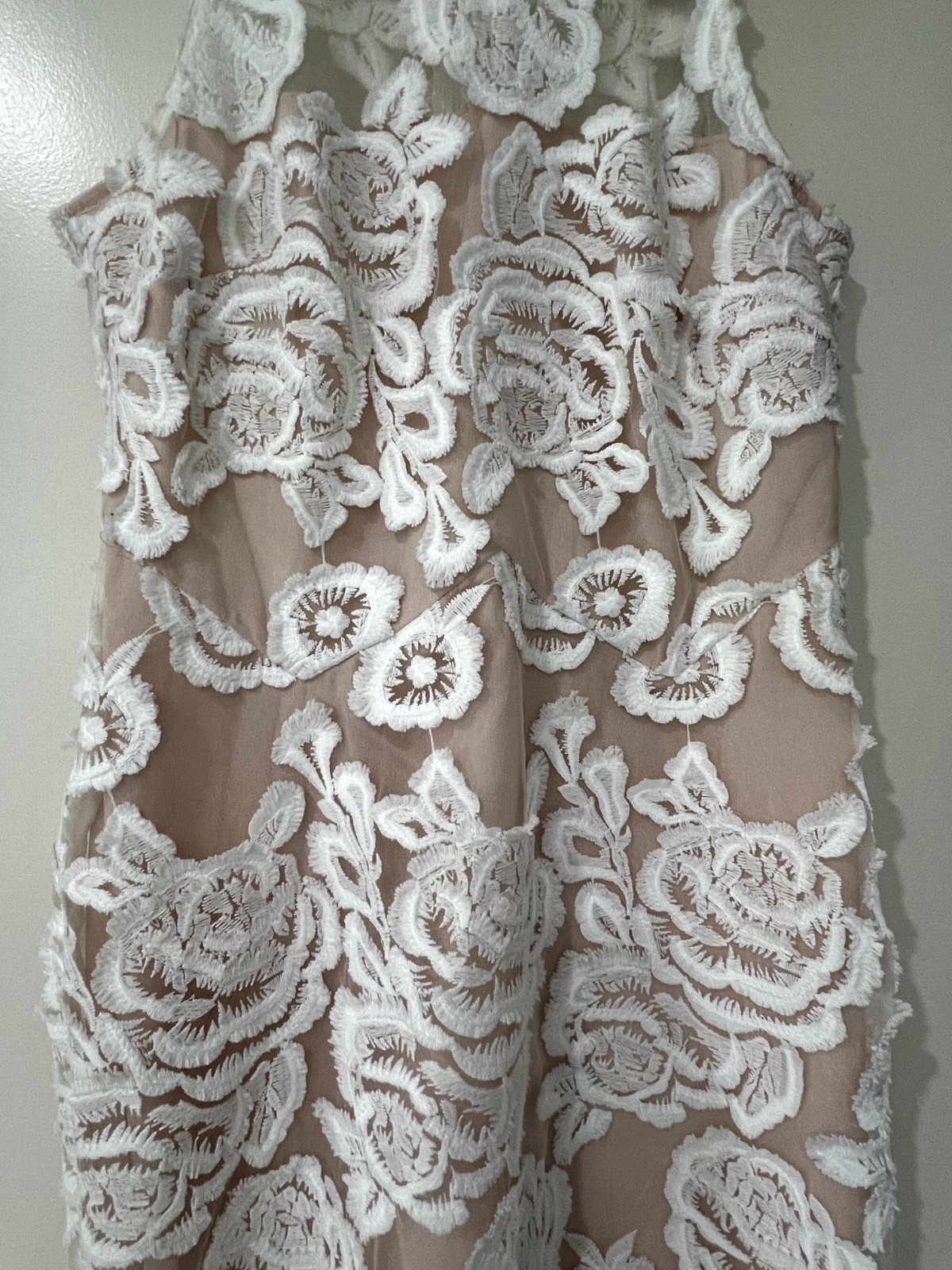 Scanlan Theodore White Sleeveless Rosebud Lace Dress 8 XS