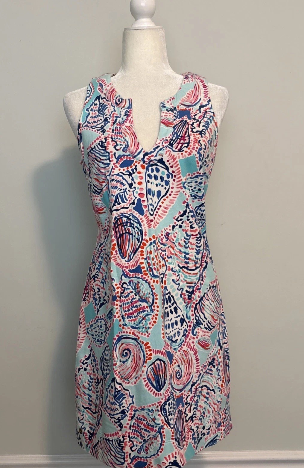 Lilly Pulitzer Estrada Shell Me About It Dress Medium Cotton Preppy Beach Coast