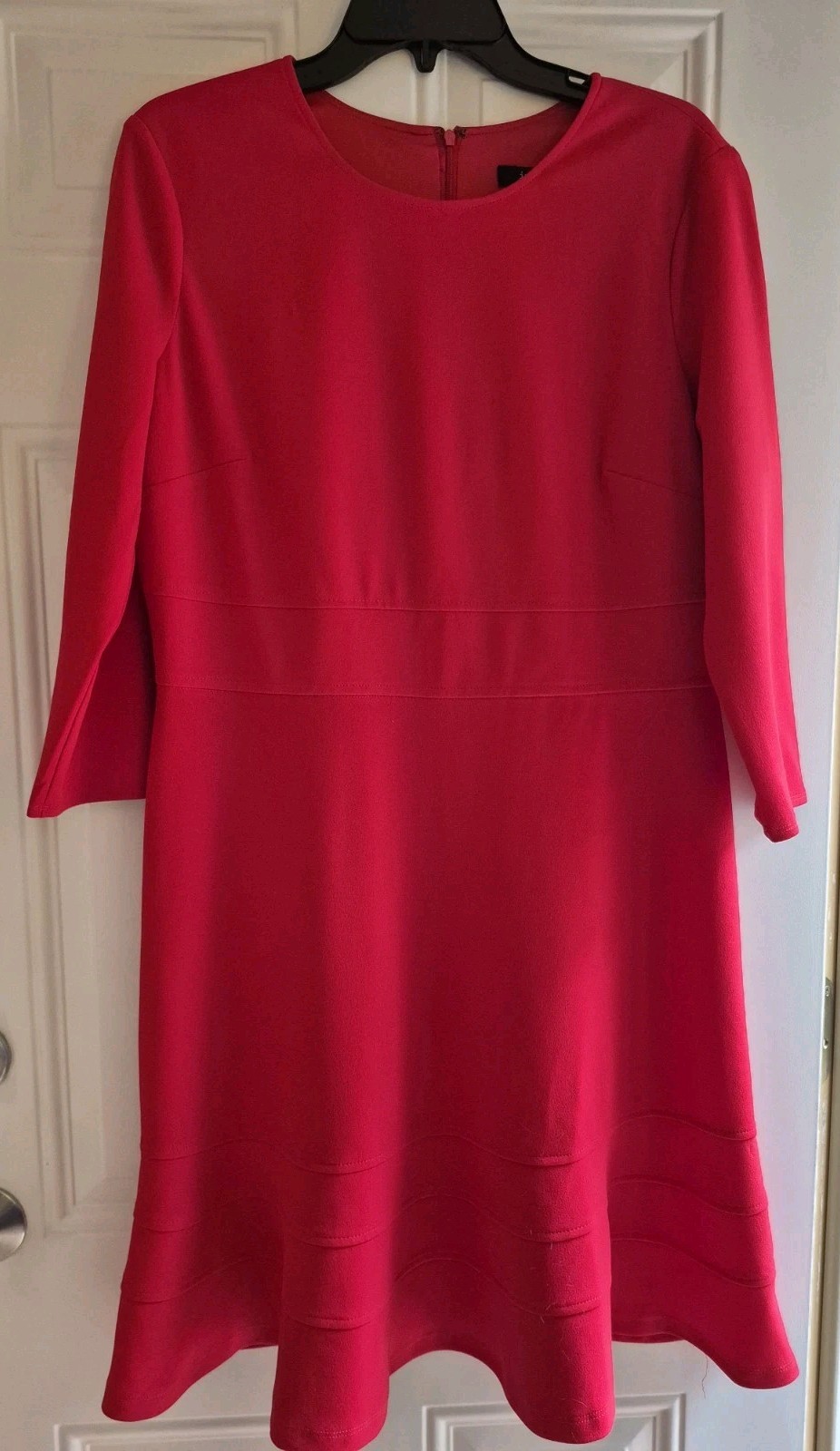 IVY + BLU Stretch Knit Dress – 14 – Scoop Neck, 3/4 Sleeves, Back Zip, A-Line