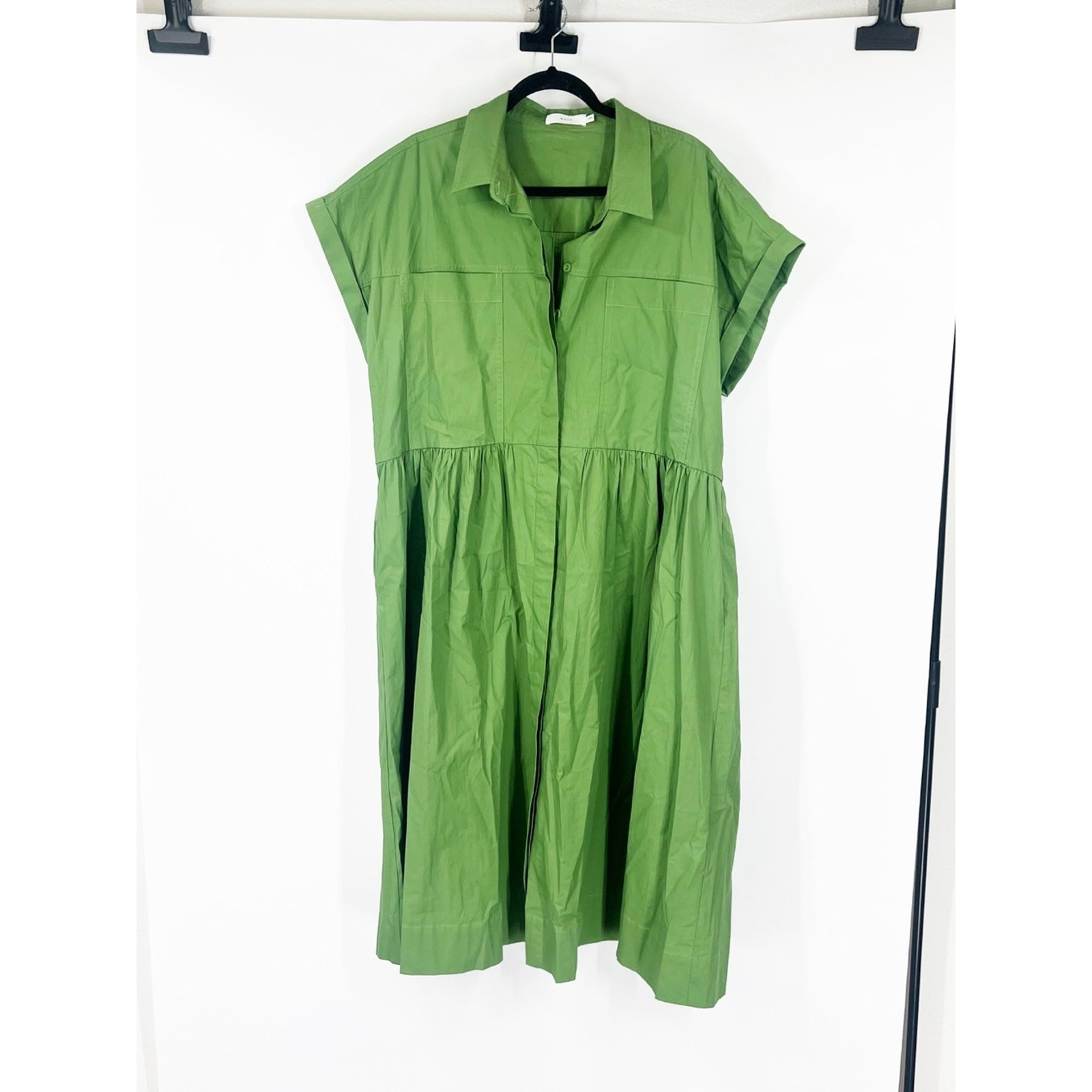 Maye Size 2XL Harper Button-Front Midi Shirt Dress Apple Green