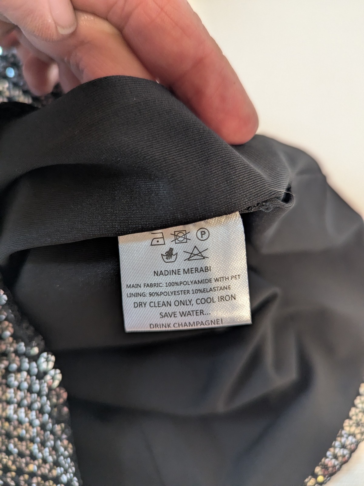 Nadine Merabi Katia Black W/Silver Sequin Mini Dress NWT Size Small