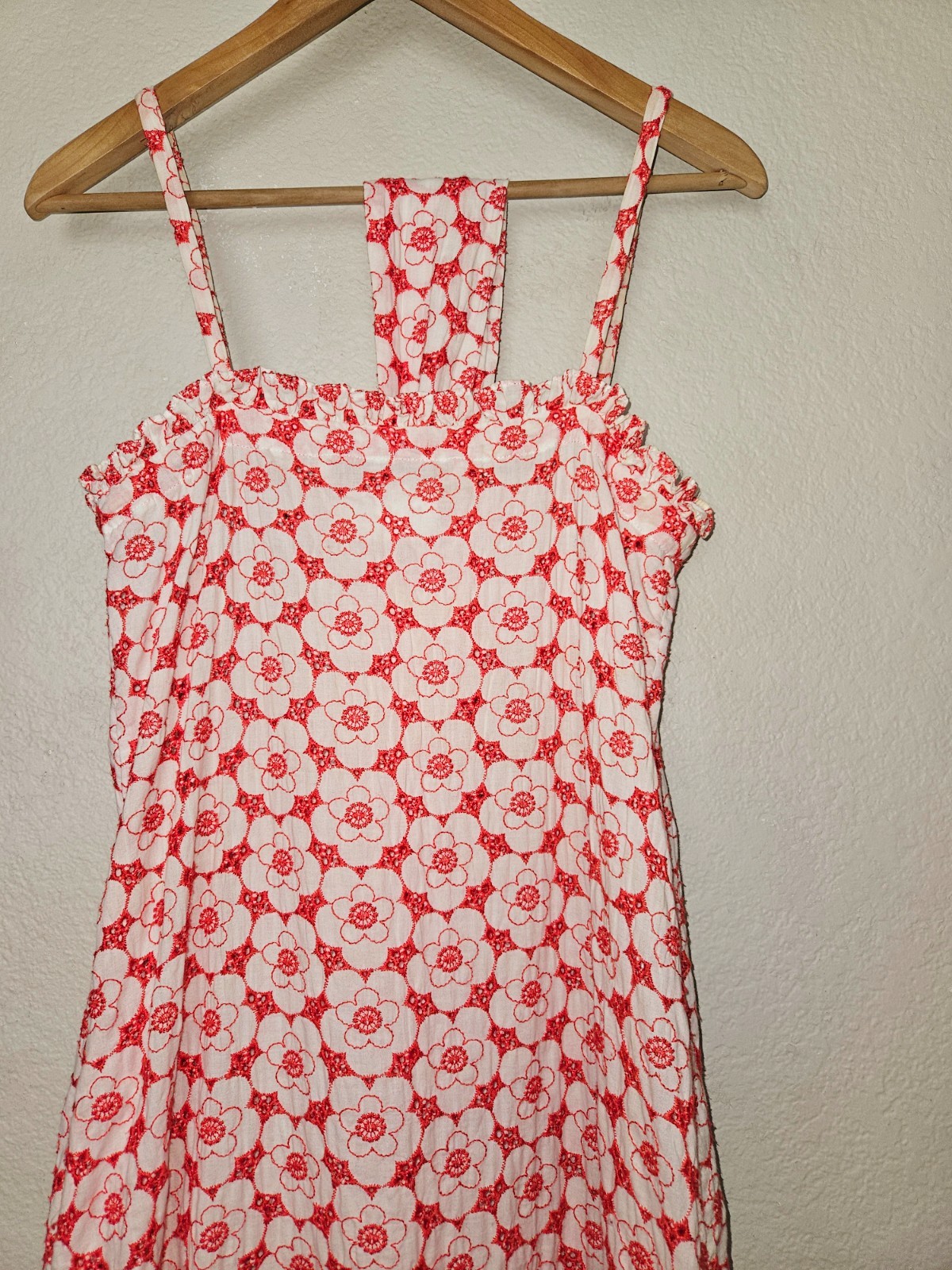 Lisa Marie Fernandez Embroidered Eyelet Dress Size 1 (US 2 4) Tomato Red Cream