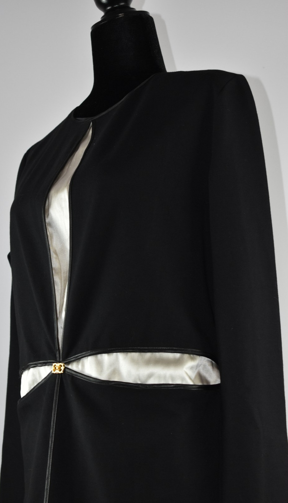Roberto Cavalli Class Sz 16 Black White Long Sleeve Cocktail Sheath Dress Italy
