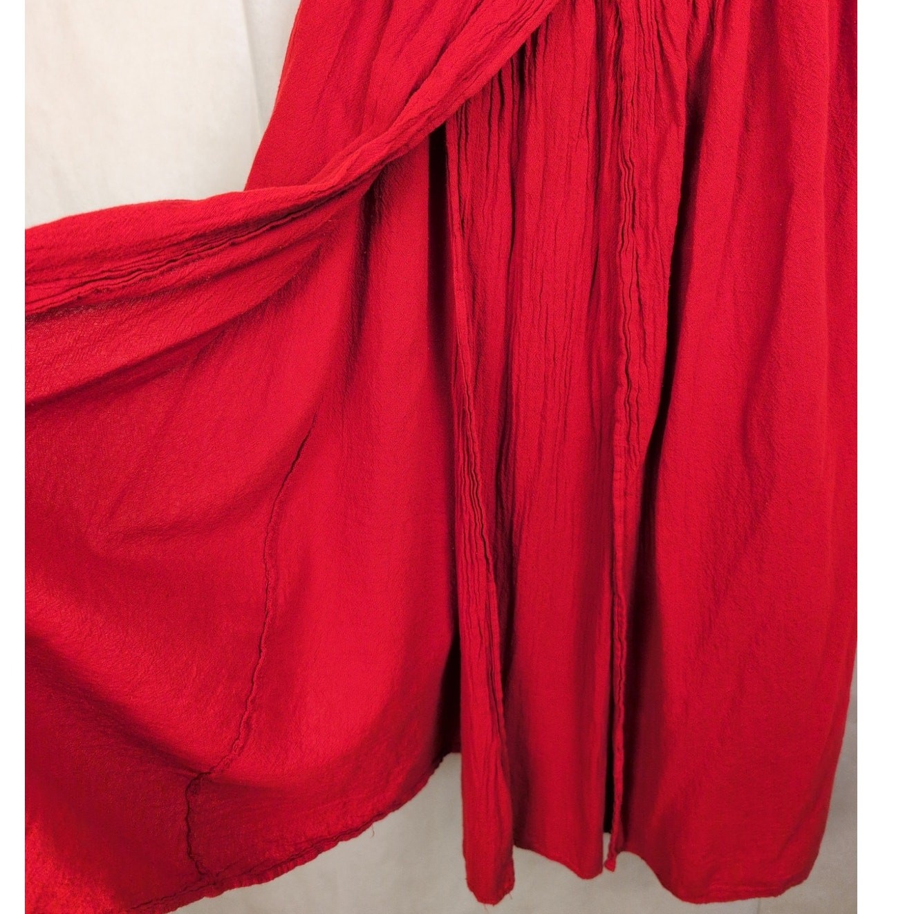 Seaspice red Peruvian cotton crocheted lace panel slit halter dress Size M Boho