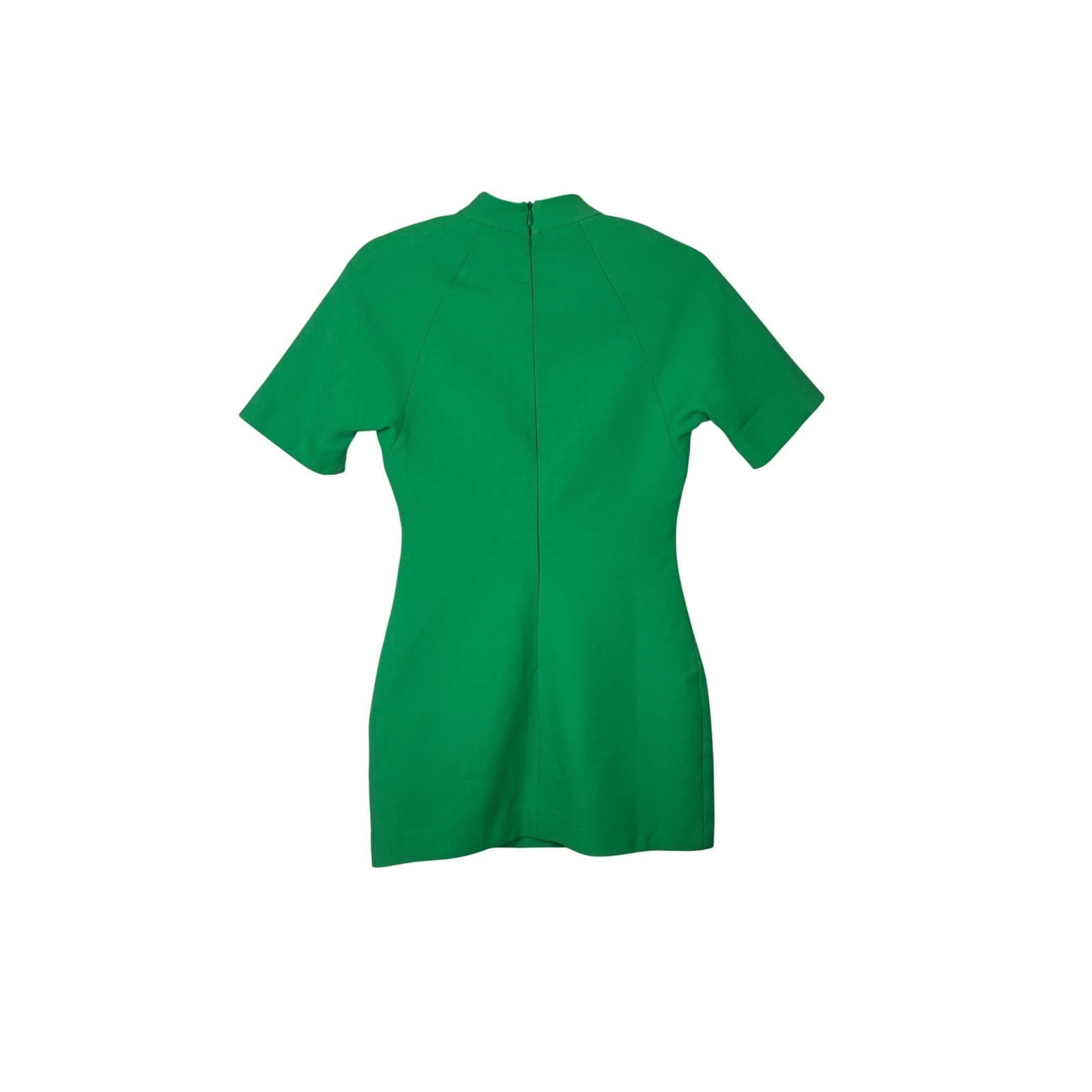 Zara Green Mock Neck Short Sleeve Textured Mini Shift Dress Small