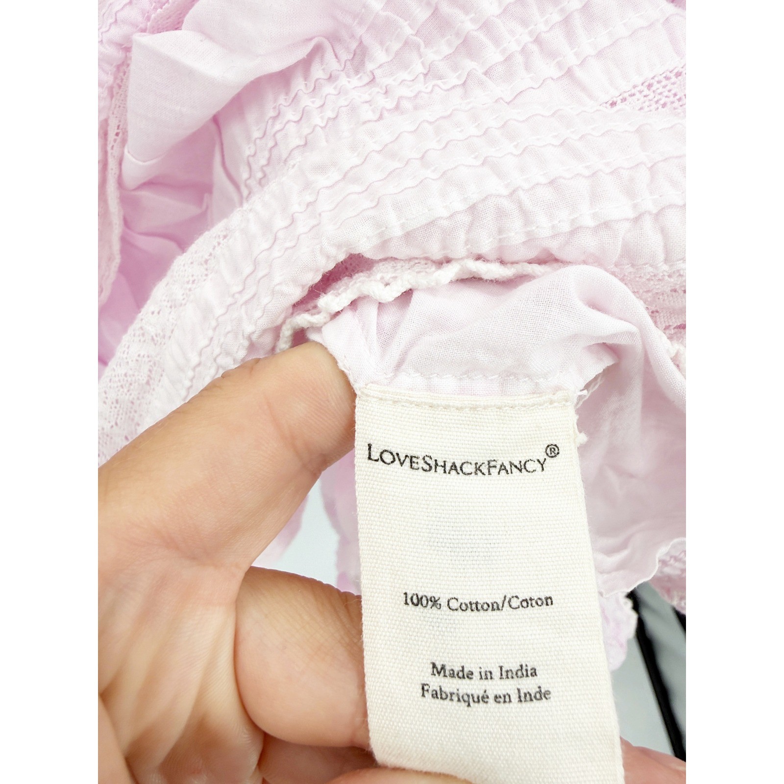 LoveShackFancy Liv Dress Peony Pink Cotton Ruffle Lace Mini XL