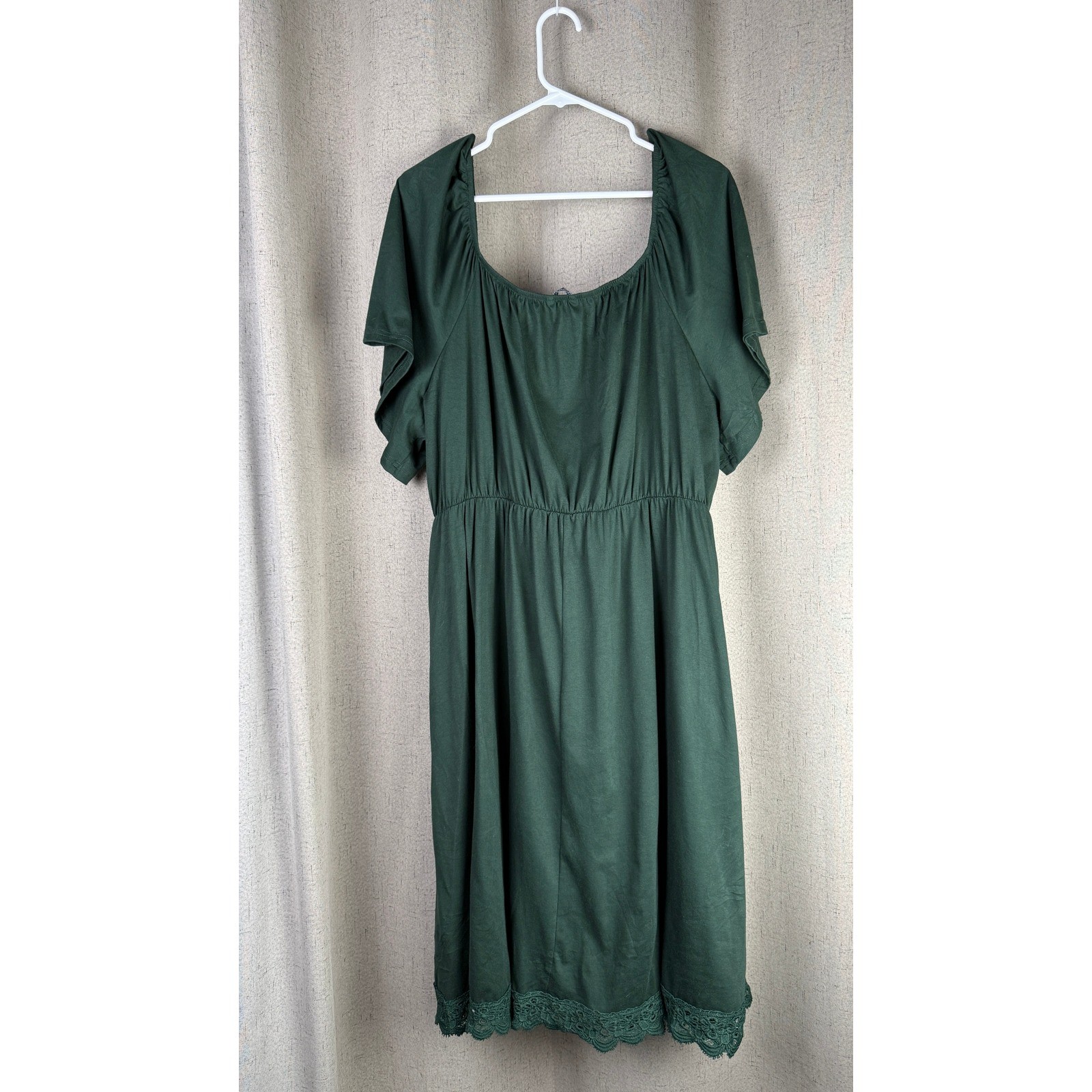 BloomChic Lace Trim Midi Dress Womens 22-24 Green Excellent Empire Waist Boho