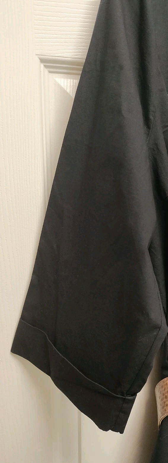 dennis BY dennis basso 1X Black 3/4 Cuffed Sleeve Belted Long Shirt Dress