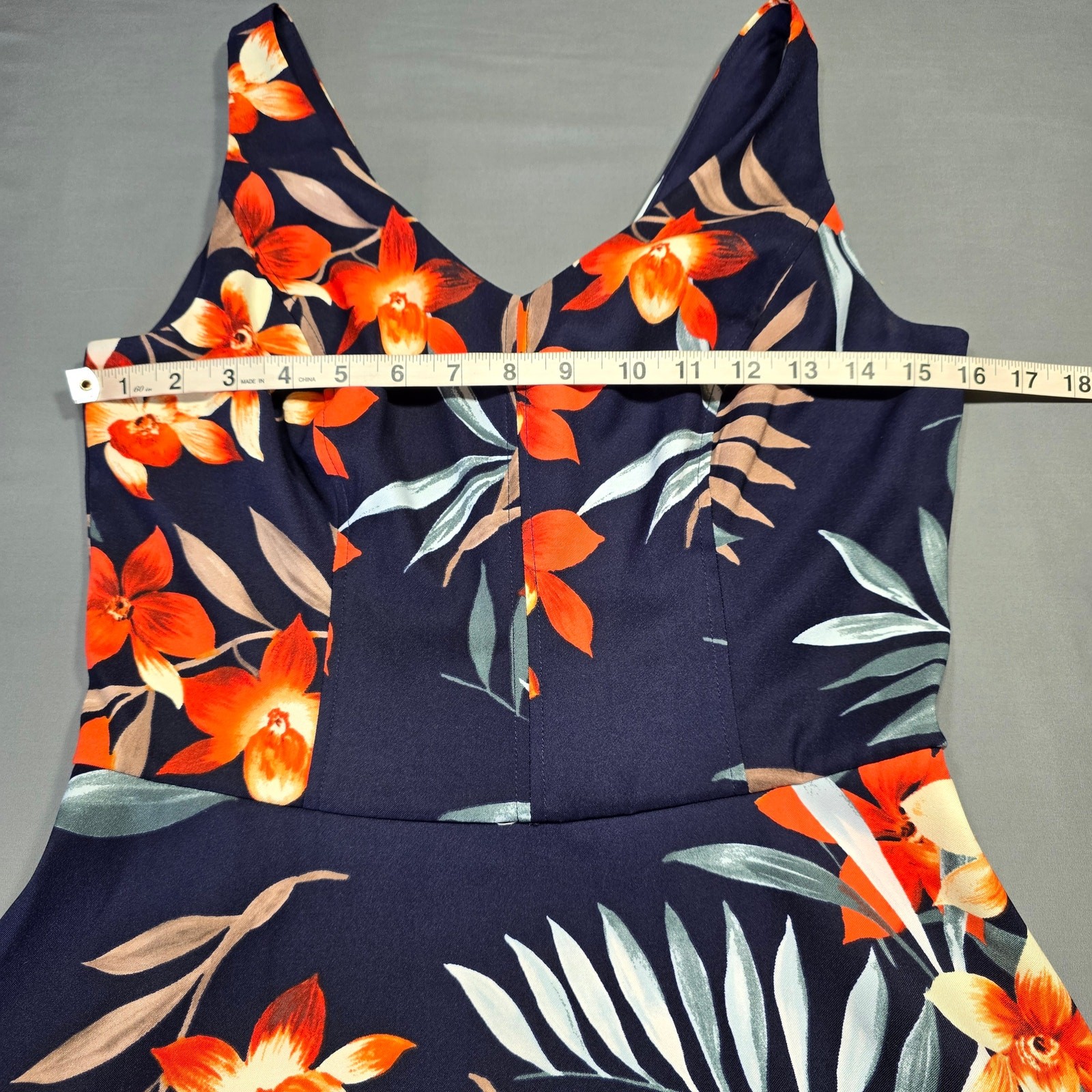 db Established 1962 Blue Mini Dress Preppy Stretch Floral Sleeveless Women’s 4