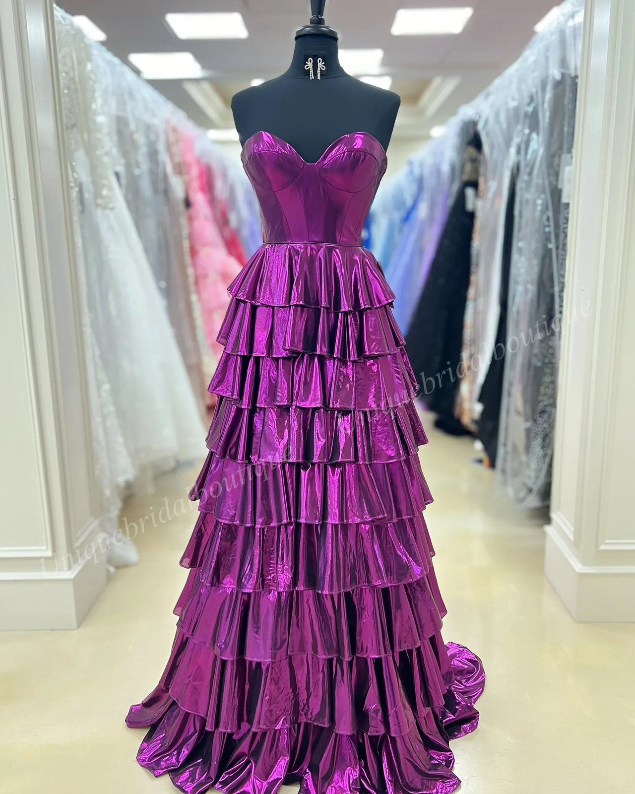 Prom Queen Dress Ruffle Metallic Corset Long Pageant Evening Cocktail Party Gown