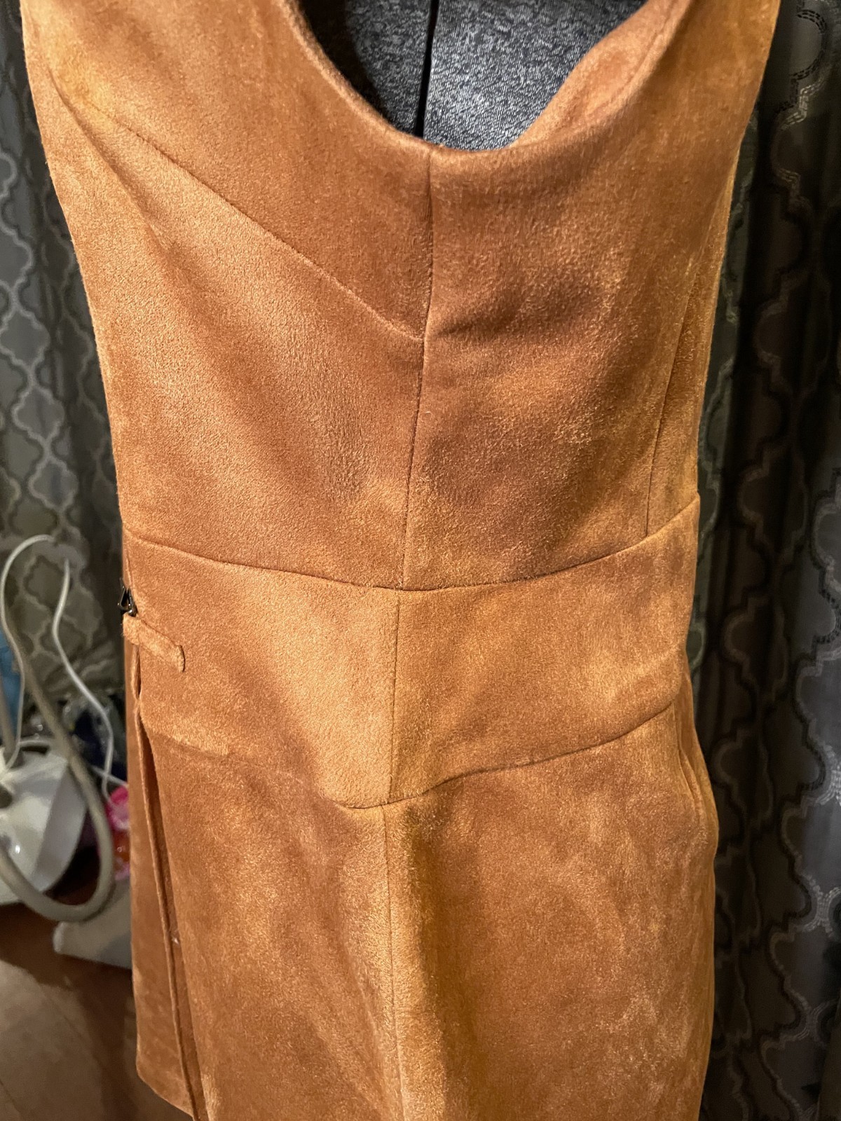 NWT DKNY Cap-Sleeve Sheath Faux Suede Dress Womens Size 14