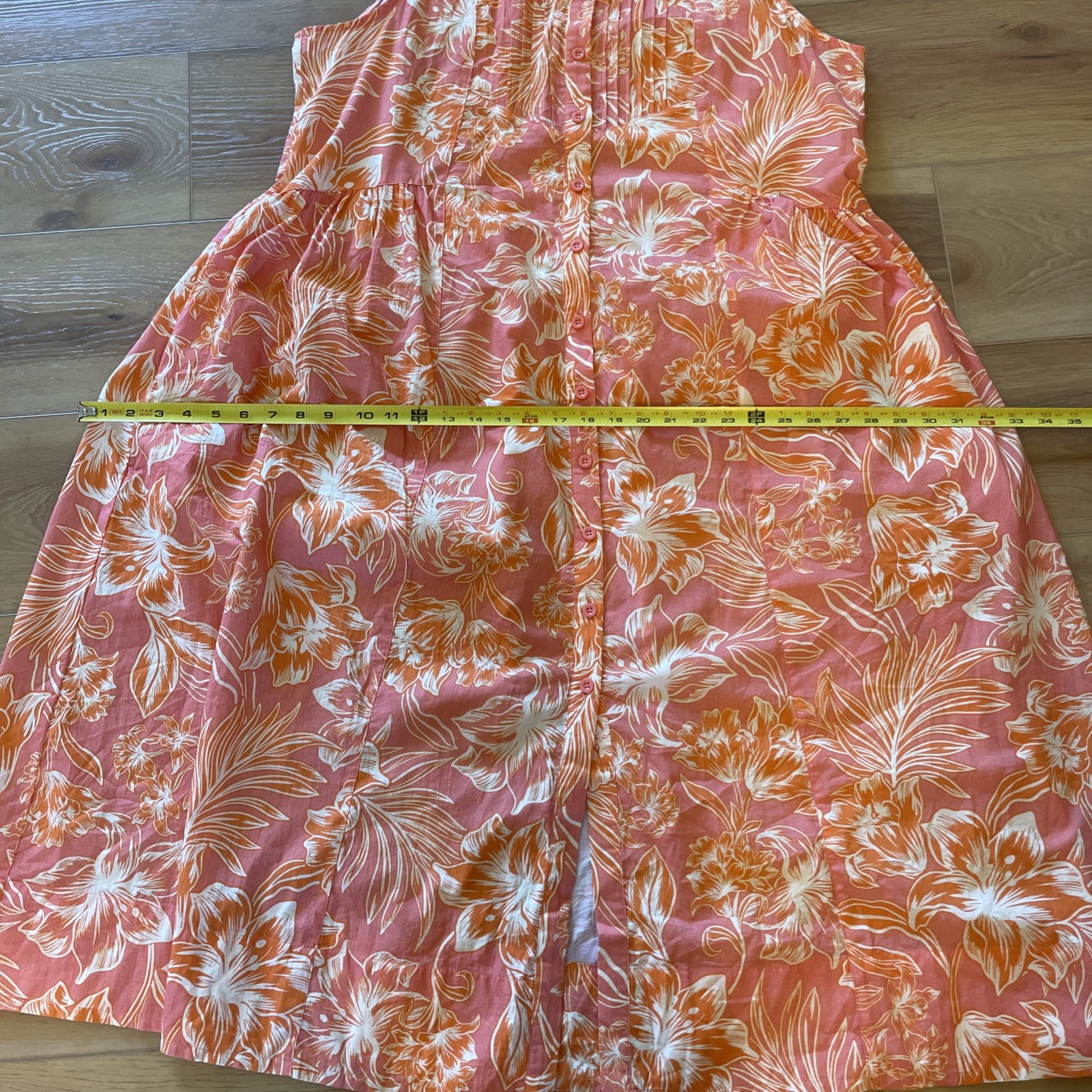 MAYE Corinne Dress Sleeveless Midi Collared Pockets Pin-tuck Floral Cotton2XL