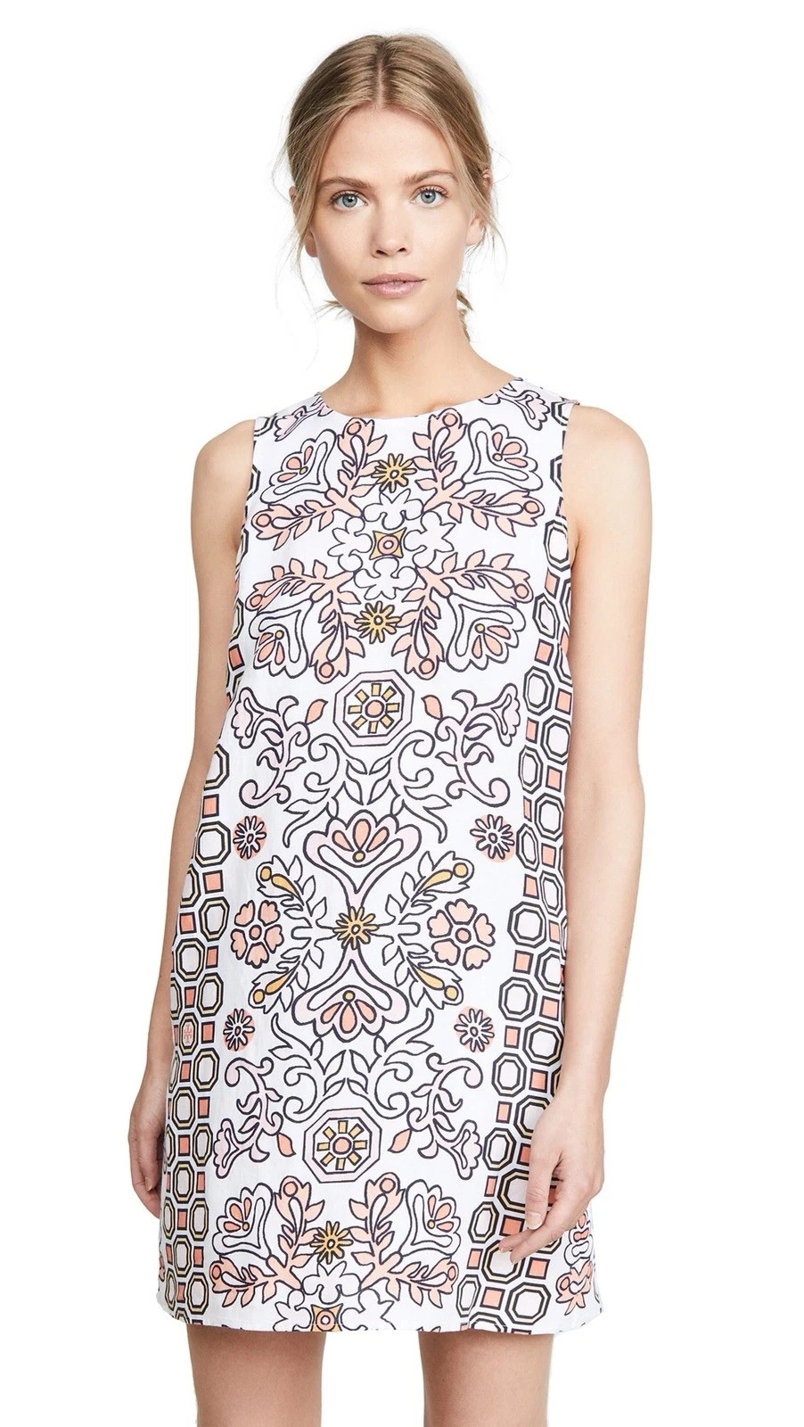 New Tory Burch Hicks Garden Party Mini Dress Womens M Linen Blend Cover Up Shift