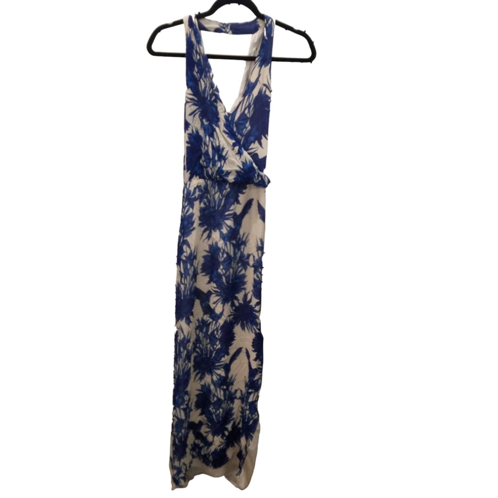 Nicole Miller Womens Sz 2 Blue Tan Floral Sleeveless Vineyard Dress