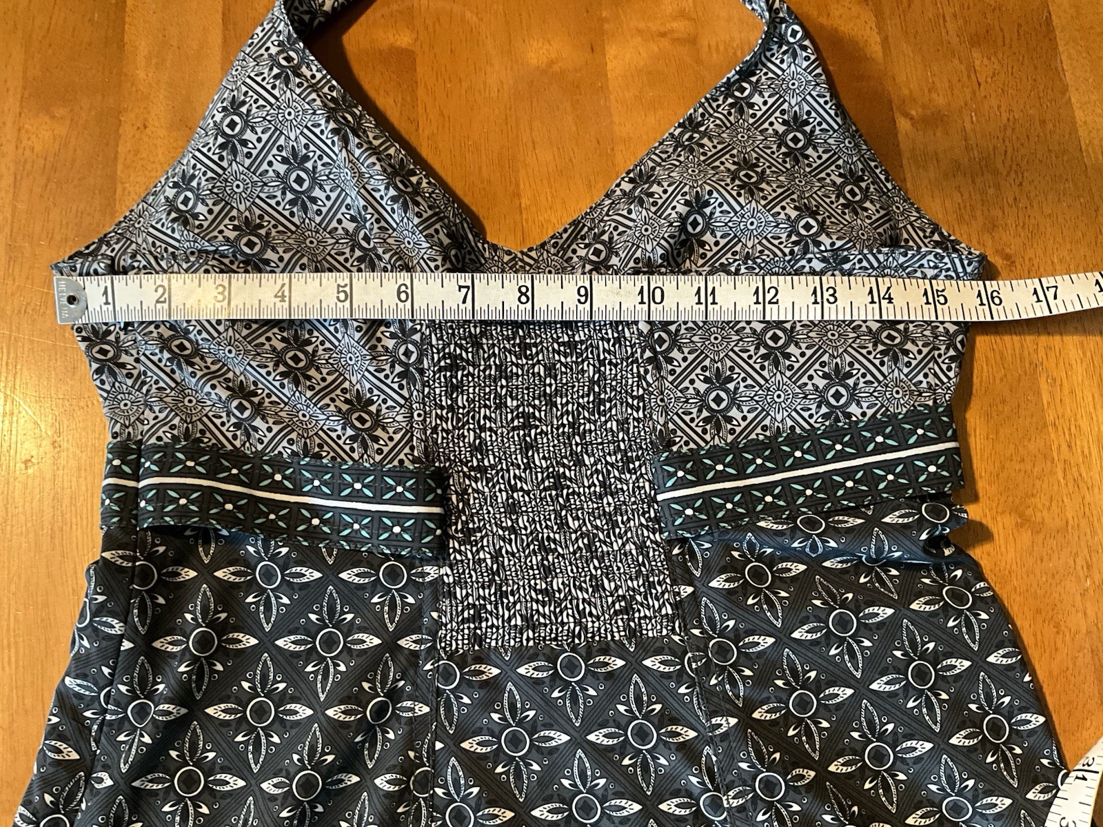 ATHLETA Gray Teal Pack Anywhere Quick Dry Halter Padded Smocked Sun Dress Sz M