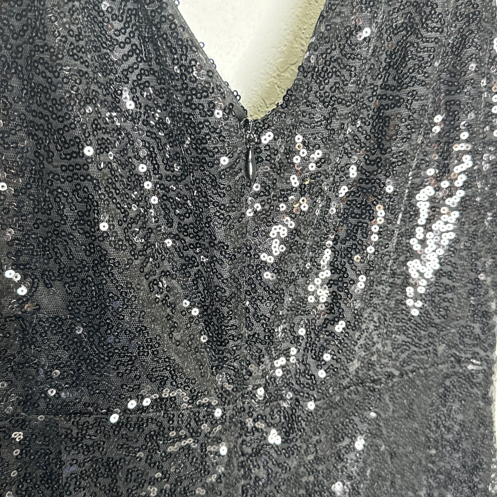 Lulus Black Sequin Sleeveless Dress Size Medium Party Mini V Neck Festival