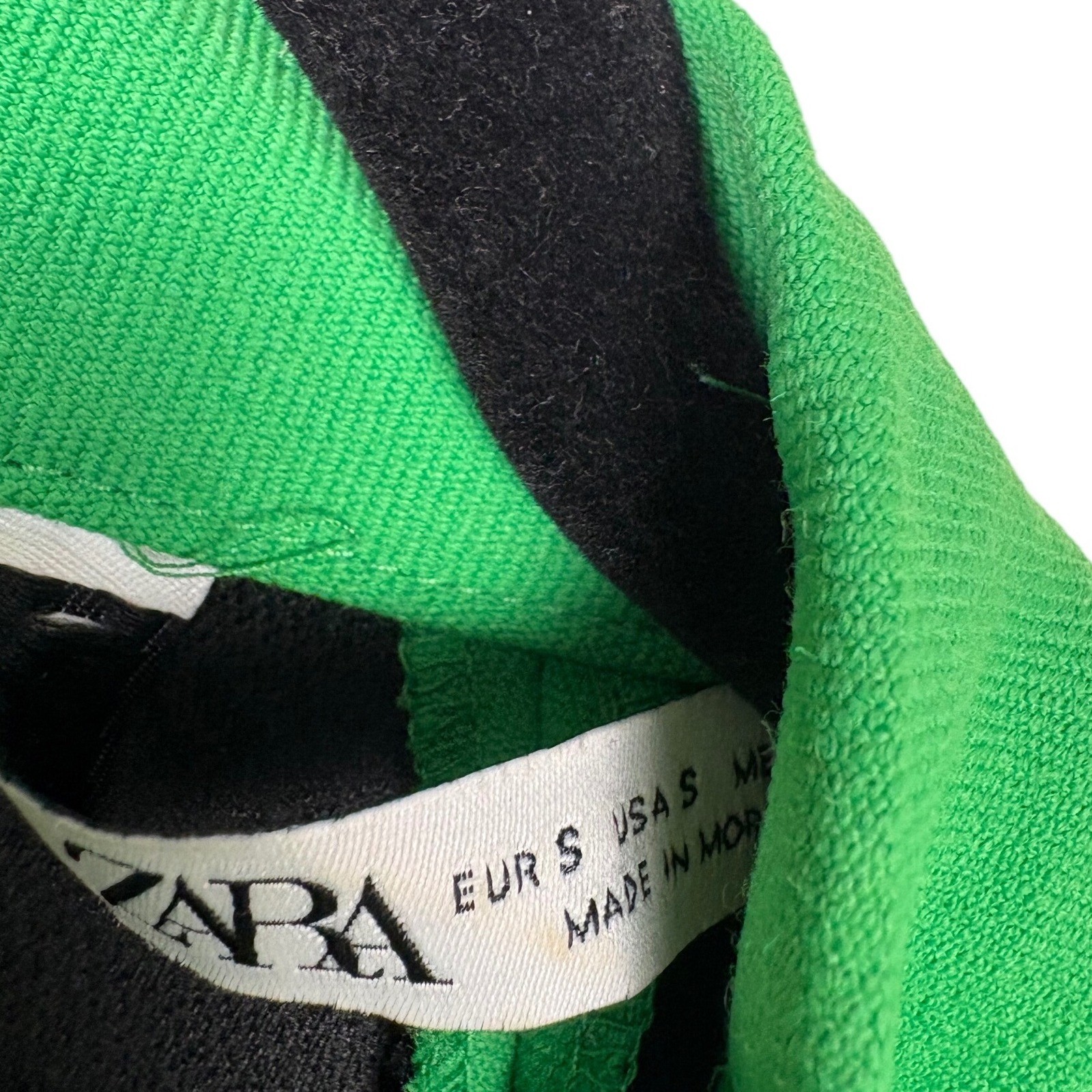 Zara Green Mock Neck Short Sleeve Textured Mini Shift Dress Small