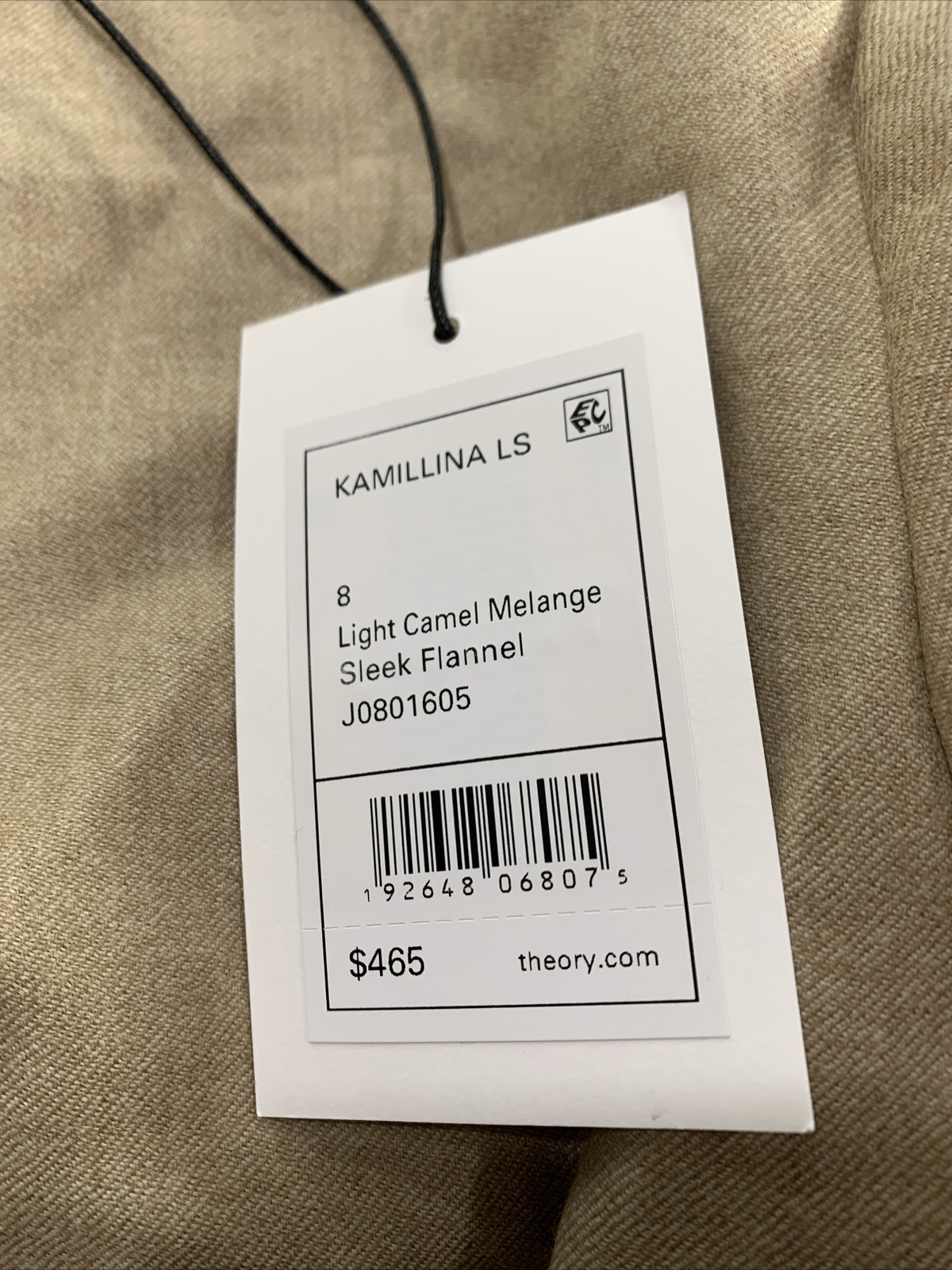 Theory WOMENS Kamillina Light Camel Melange Sleek Flannel Dress, Size 8,$465