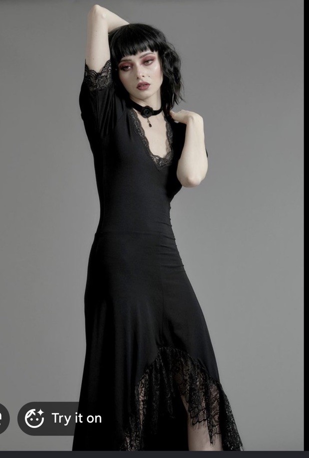 Dolls Kill Widow Veil Of The Night Maxi dress Goth Gothic Punk Black S