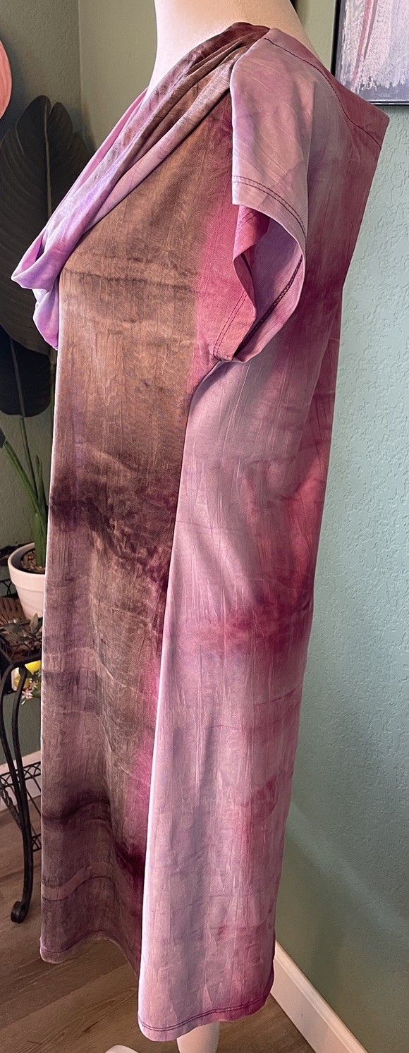 J Les Modes ASM Fashions Cowl Neck Shift Silhouette Tie Dye Medium