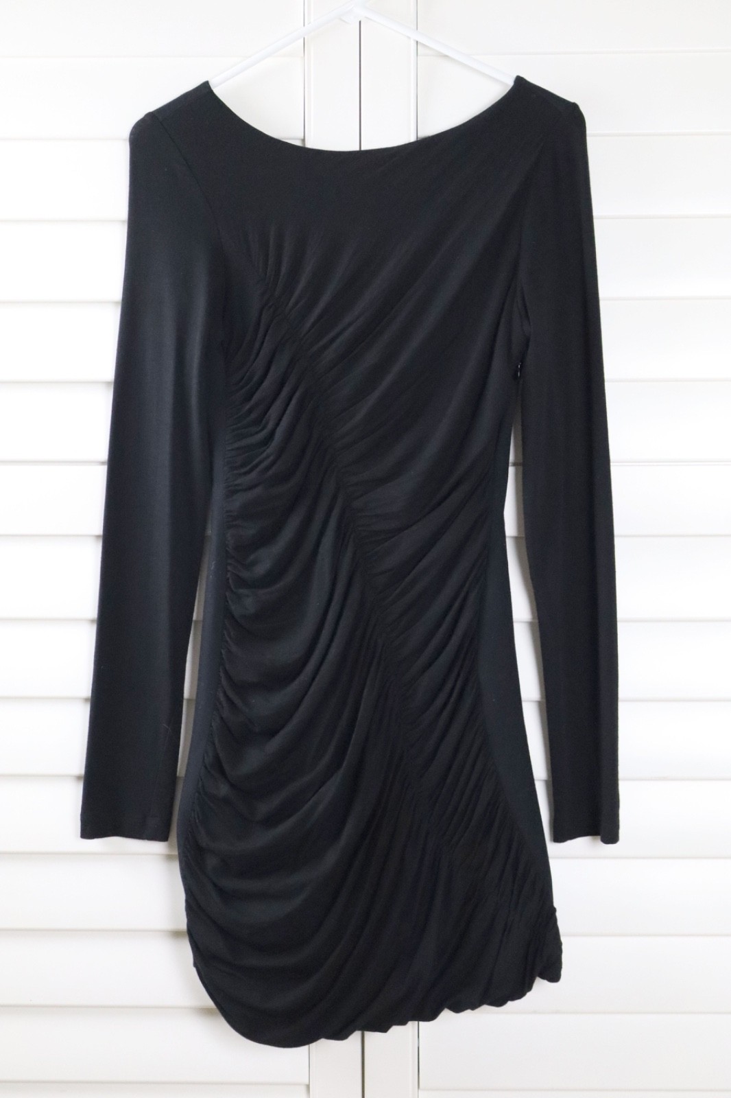 RAG & BONE New York NWT $395 Leo Solid Black Soft Stretch Shirred Dress Size 6