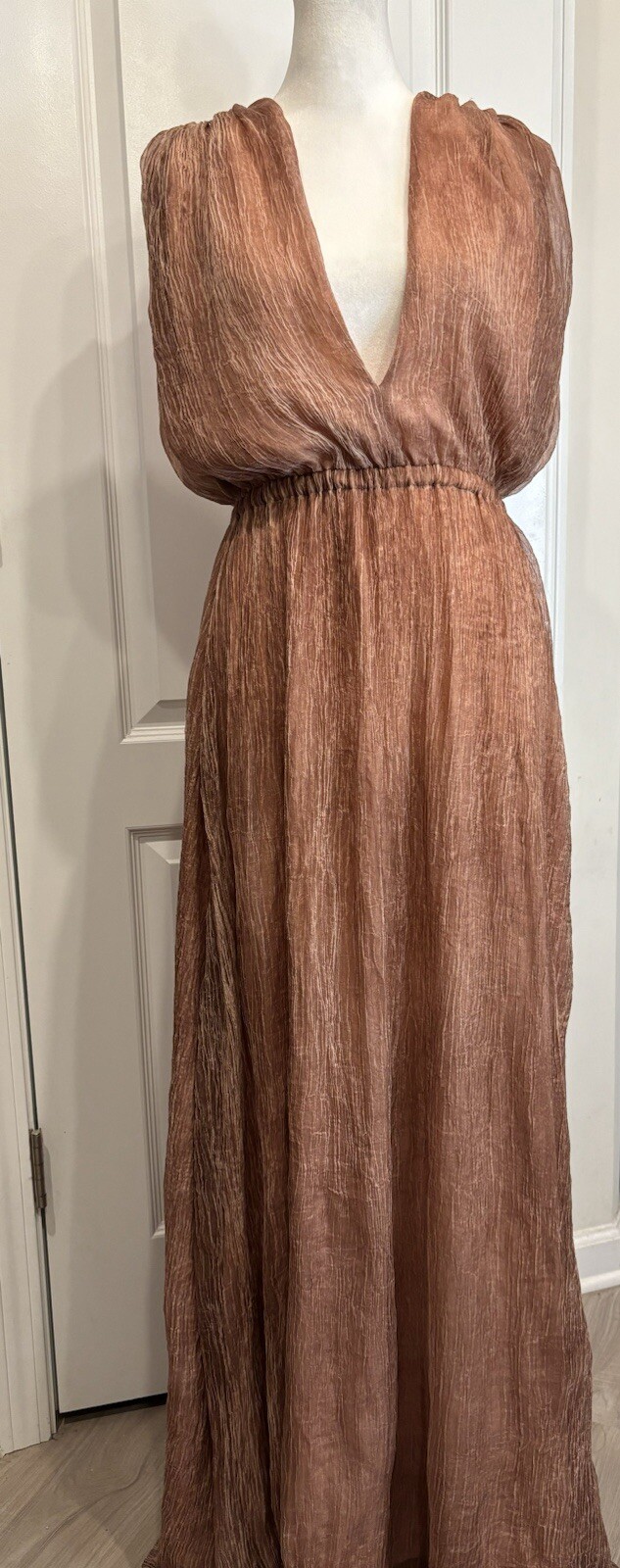 BOBI BLACK (Revolve) Formal Maxi Dress XS Double V-neck Boho Flowy Feminine
