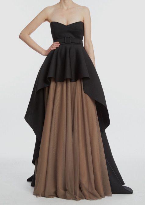 $990 Badgley Mischka Women’s Black Sweetheart Strapless Belted Gown Dress Size 0