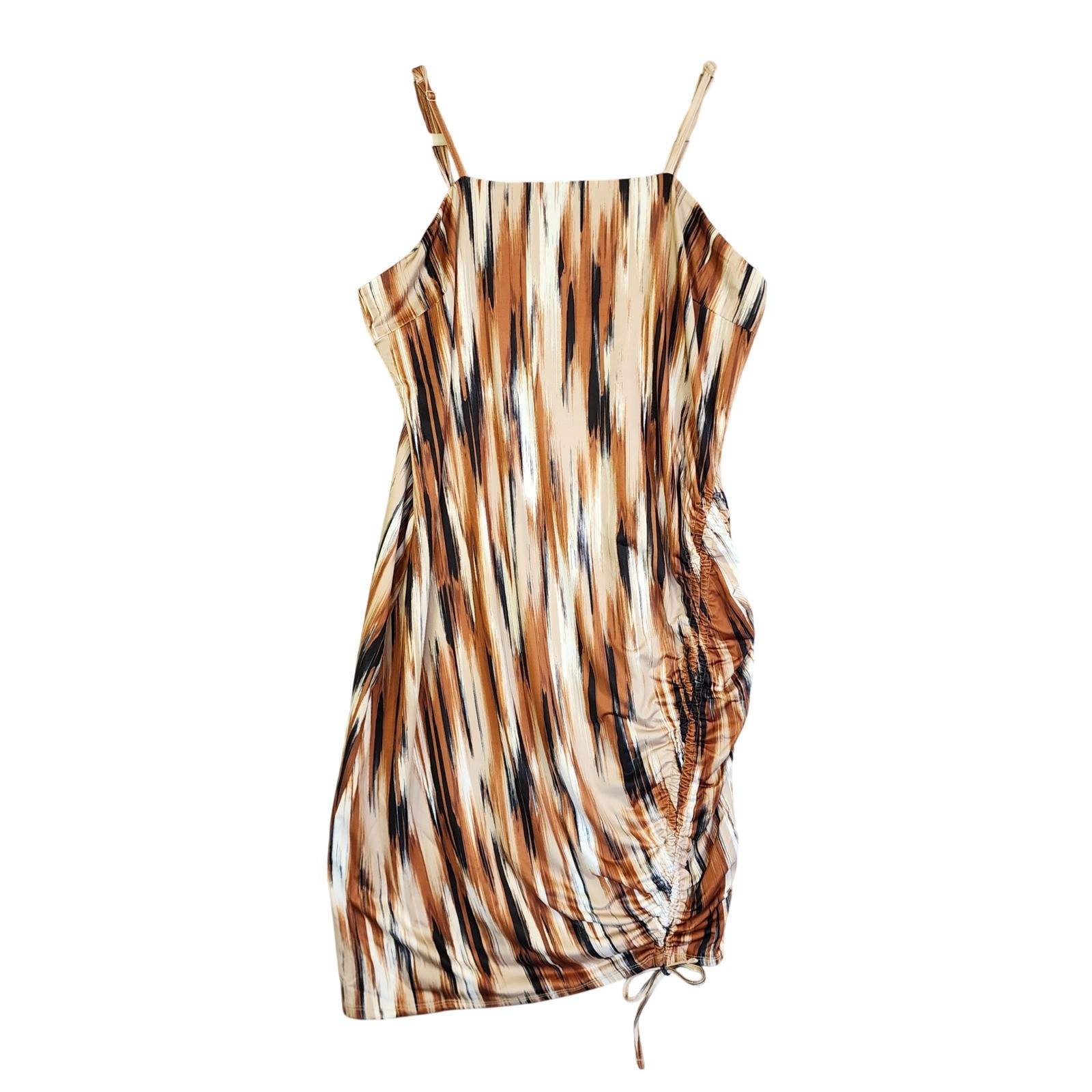 Madden NYC Womens Side Ruched Dress Size XXXL Brown Party Cocktail Club Sexy
