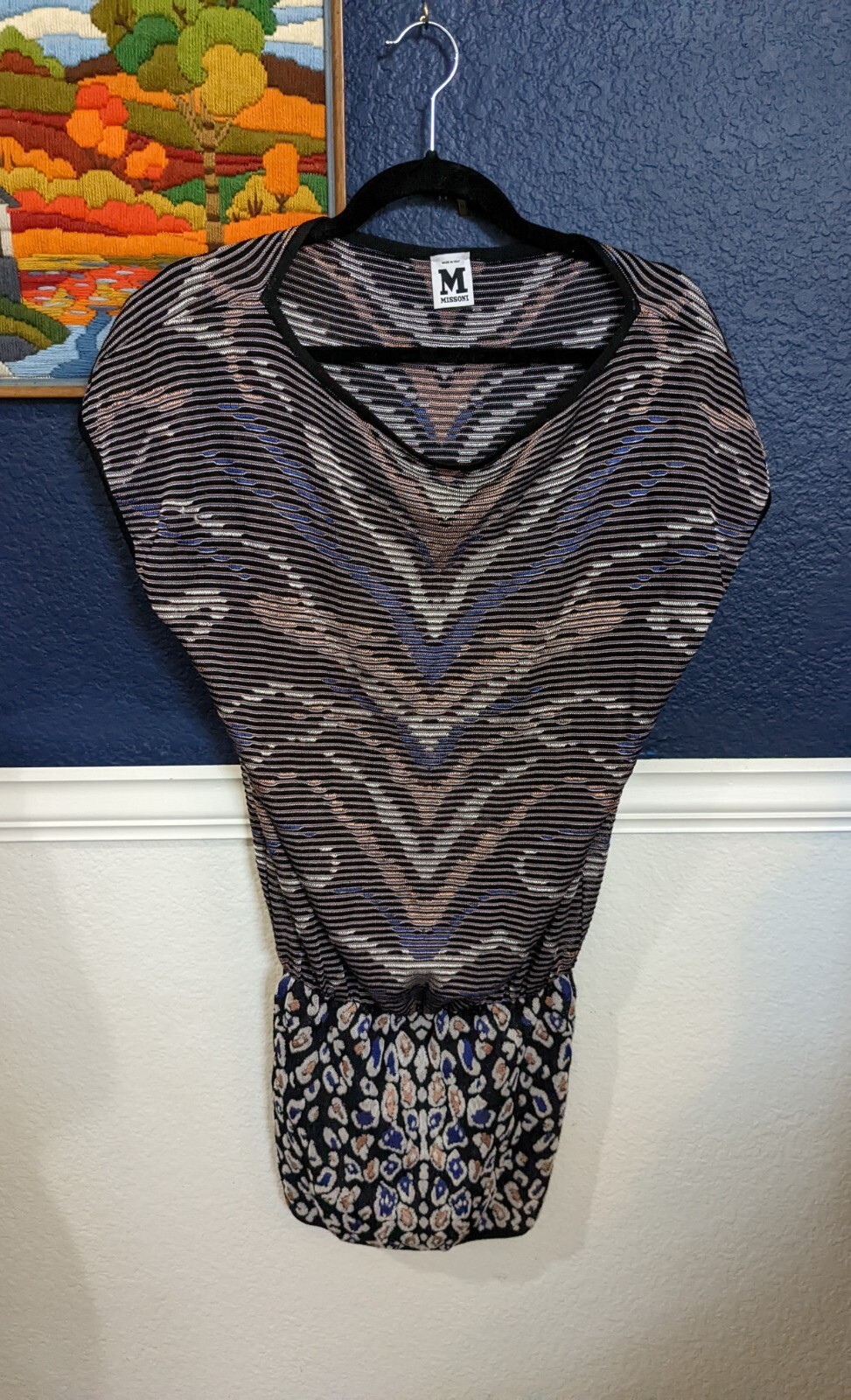 Missoni Crochet Diagonal Sheer Short Sleeve Italy Dress Sz 38 Small S