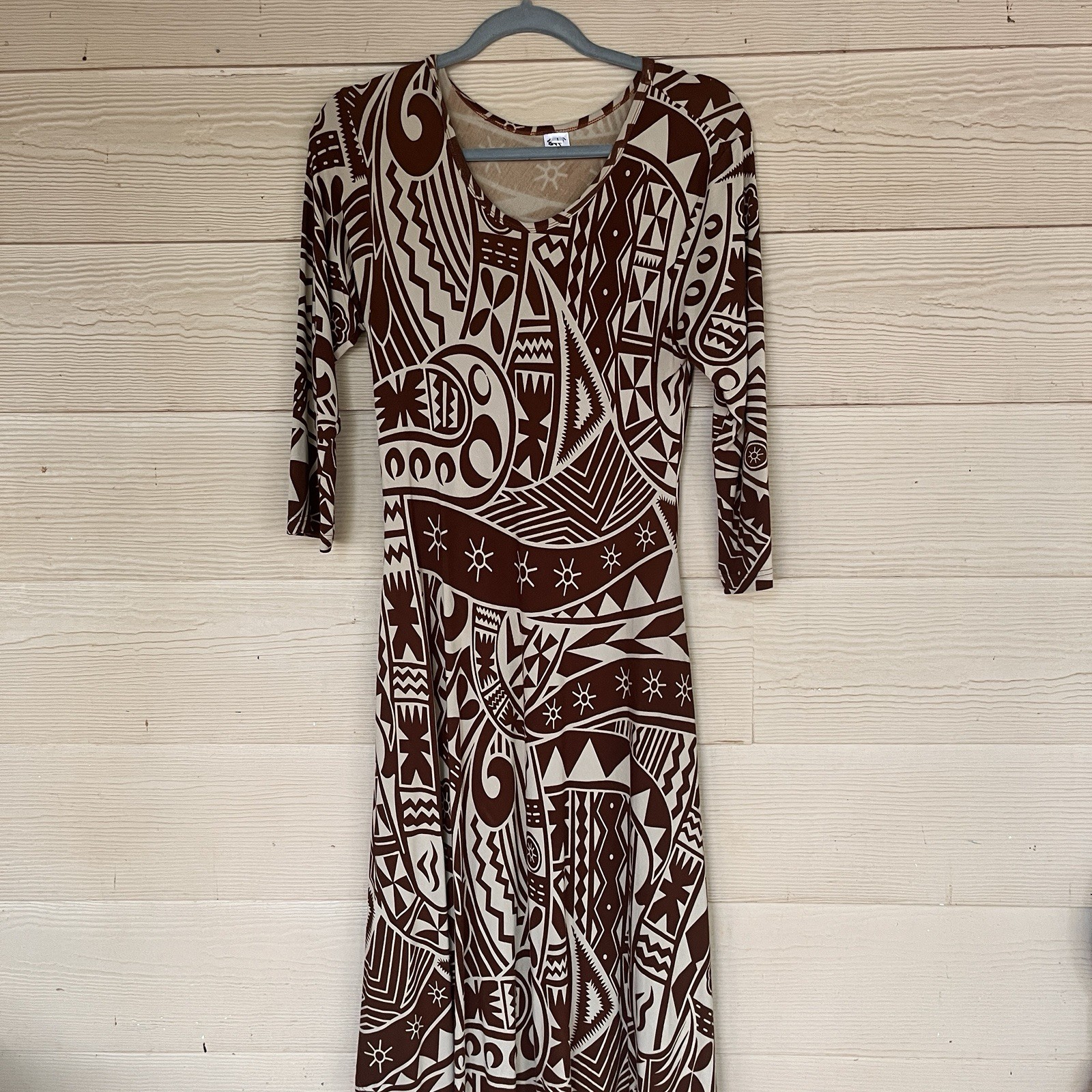 Missing Polynesia Womens Dress Size 1 Tribal Polynesian Aloha Print w/Pockets!